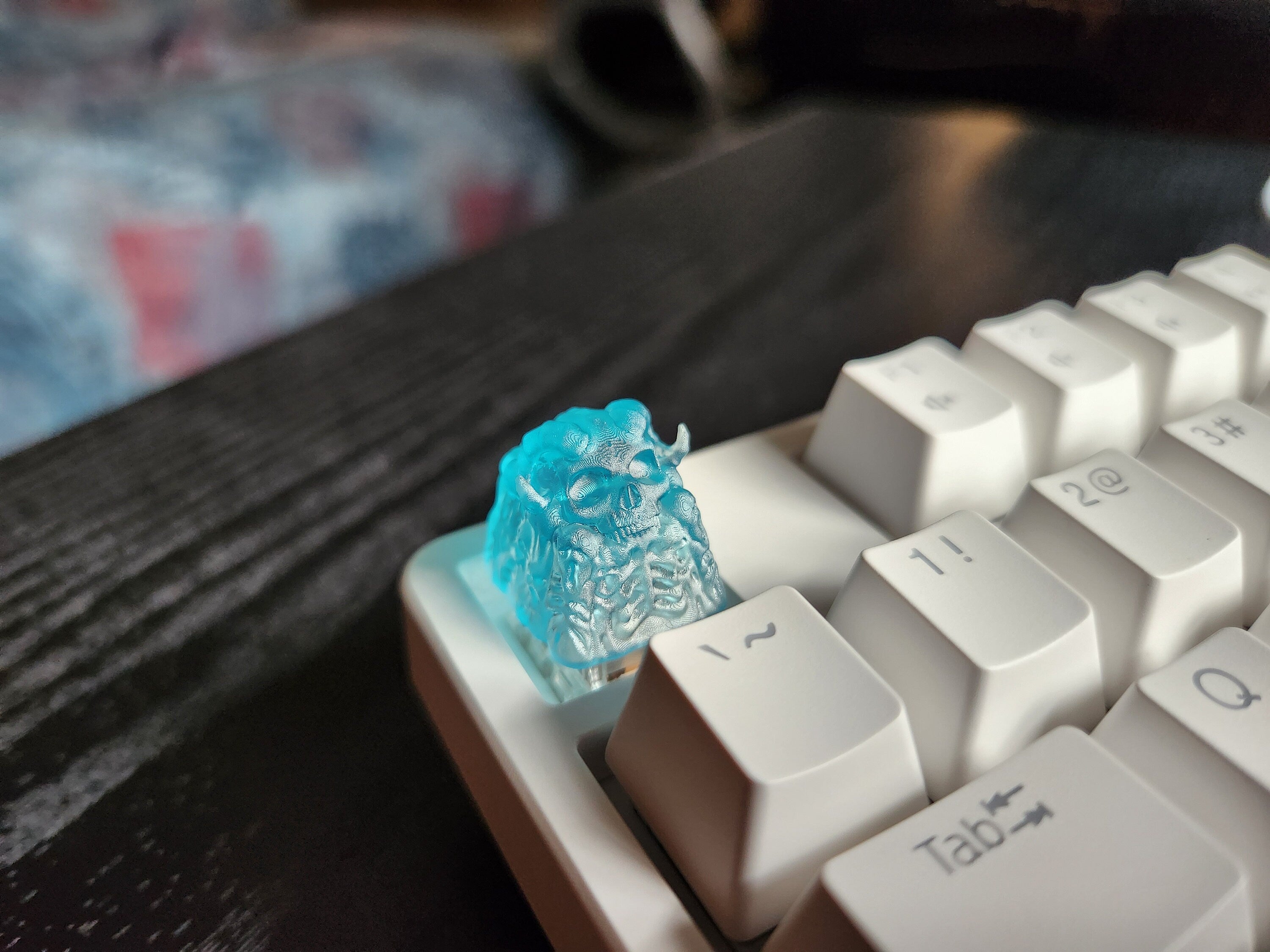 Clear Demon Skull Artisan Keycap for mechanical keyboard