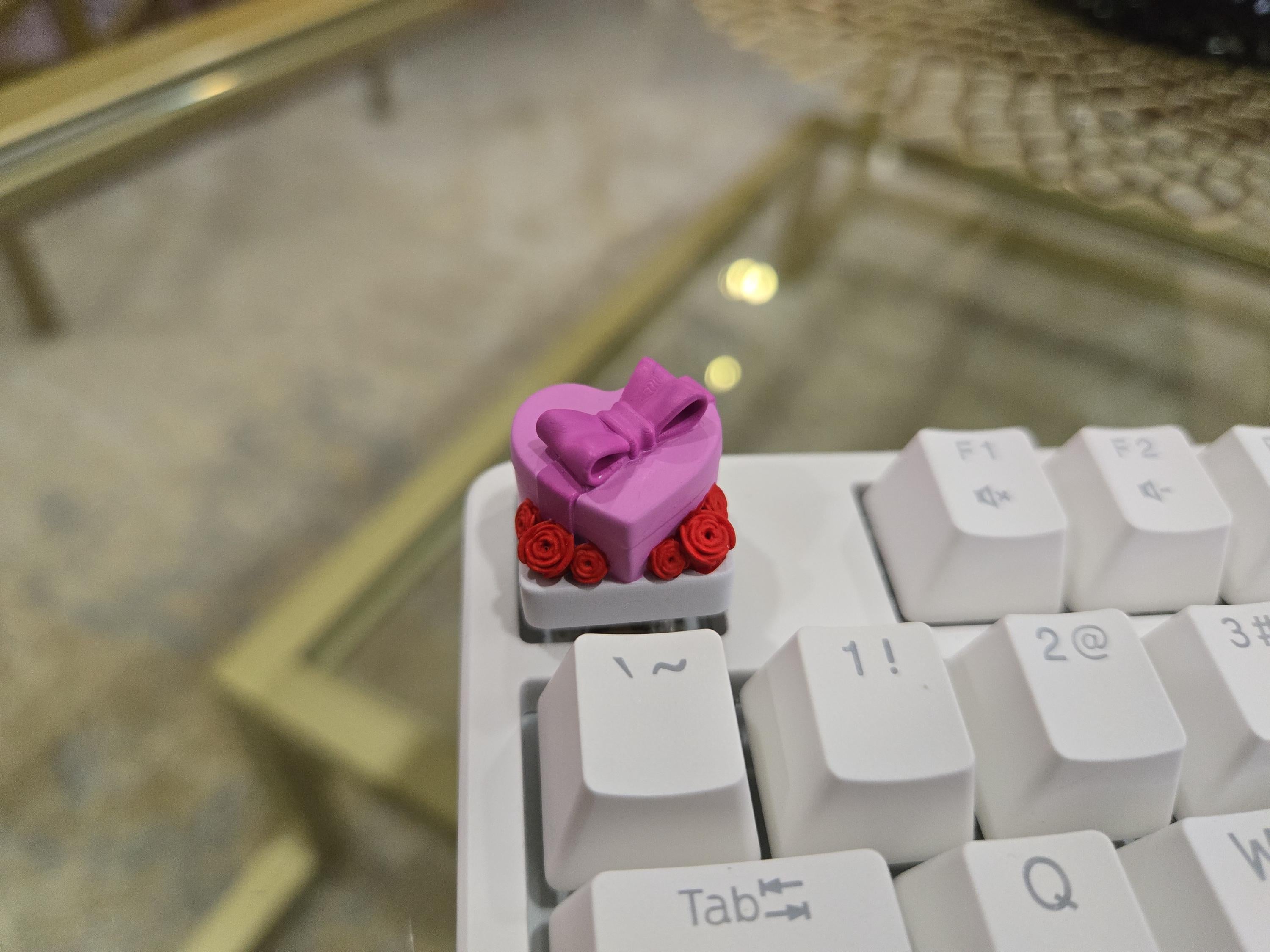 Hand-Painted Valentine Heart Box Artisan Keycap for mechanical keyboard