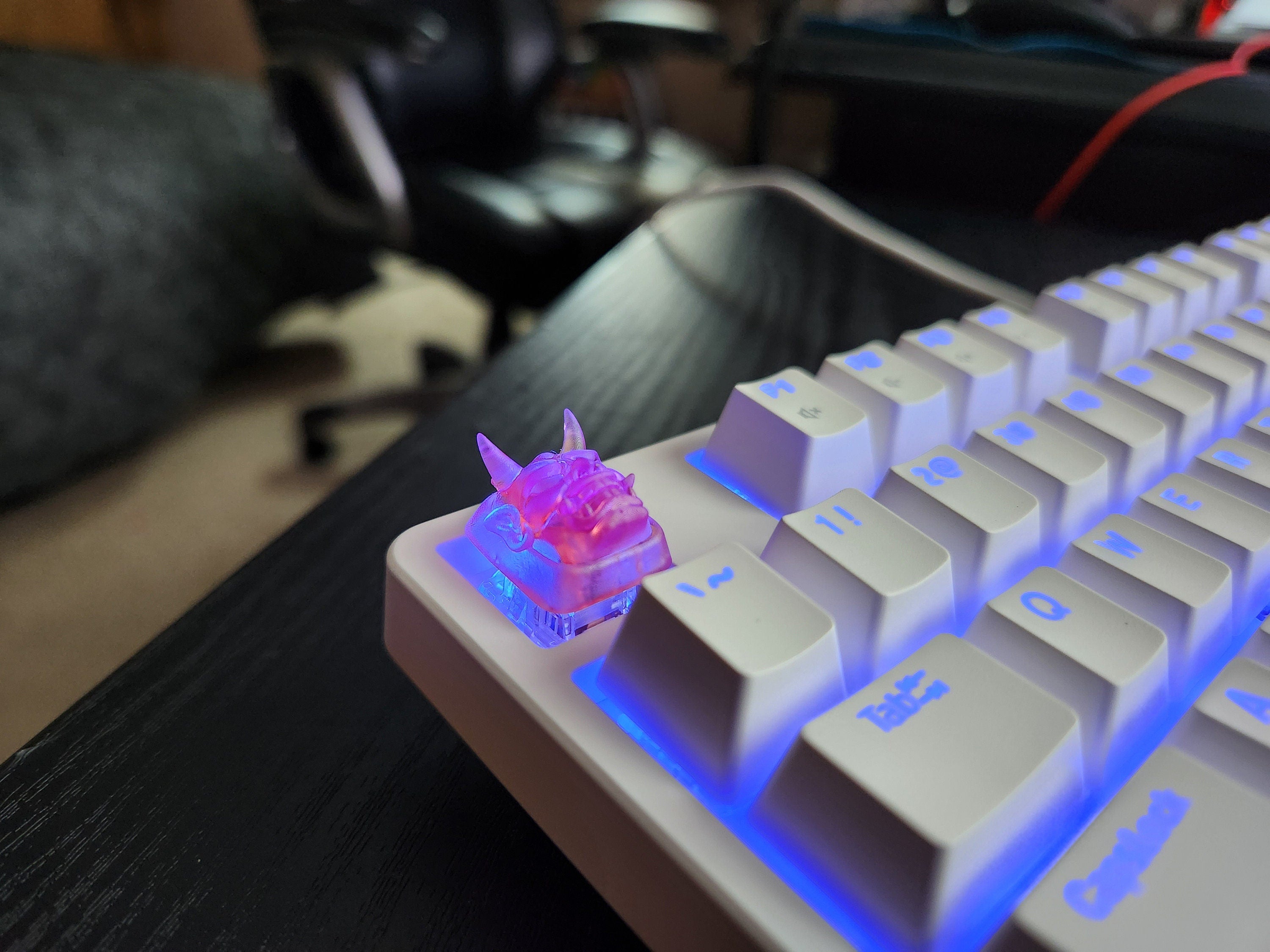 Clear Japanese Oni Mask Artisan Keycap for mechanical keyboard