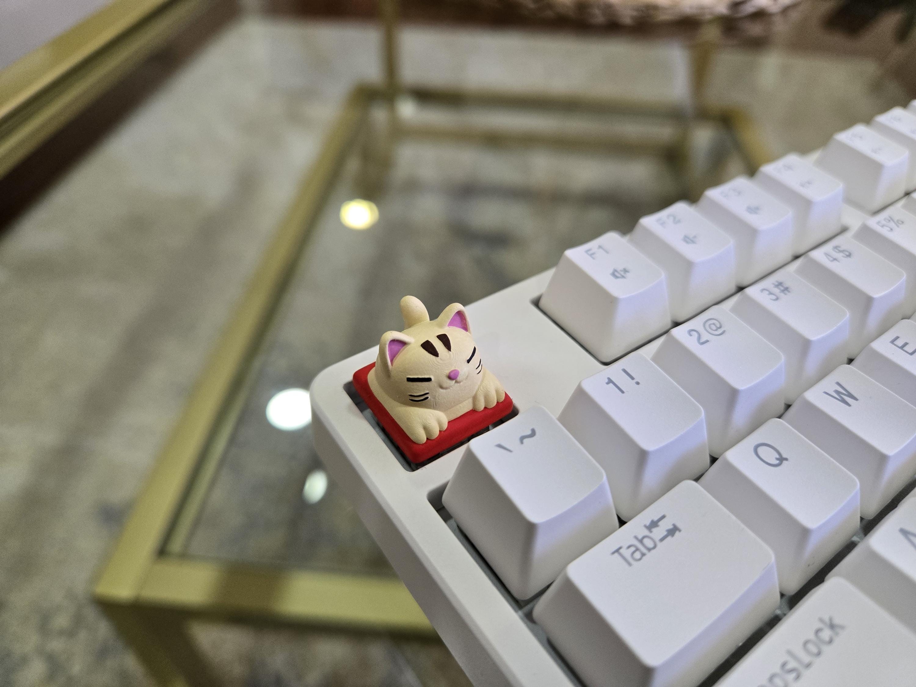 Hand-painted cute cat artisan keycap for mechanical keyboard