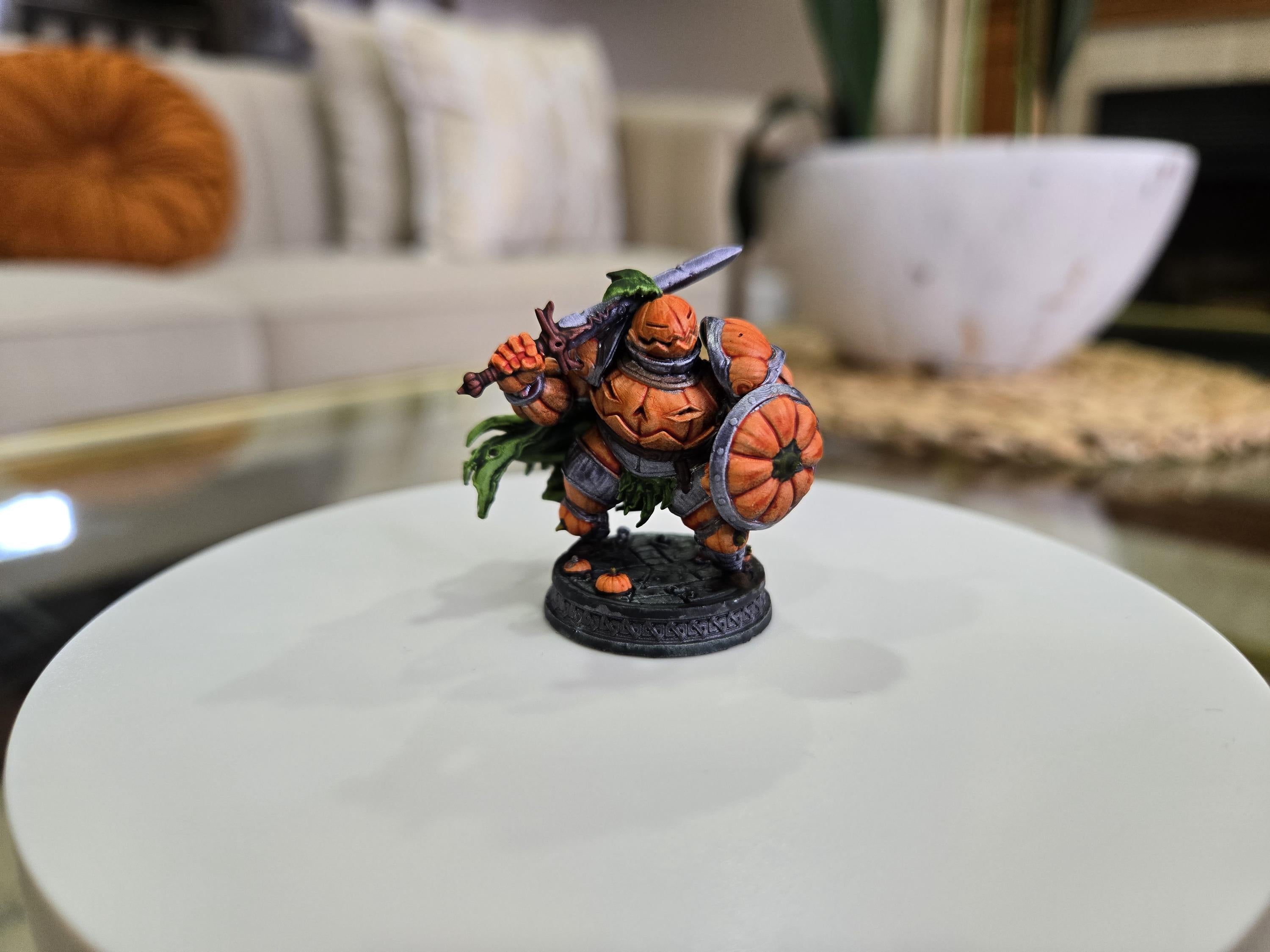 Pumpkin Knight D&D 5e Miniature with Character Sheet fantasy tabletop miniature