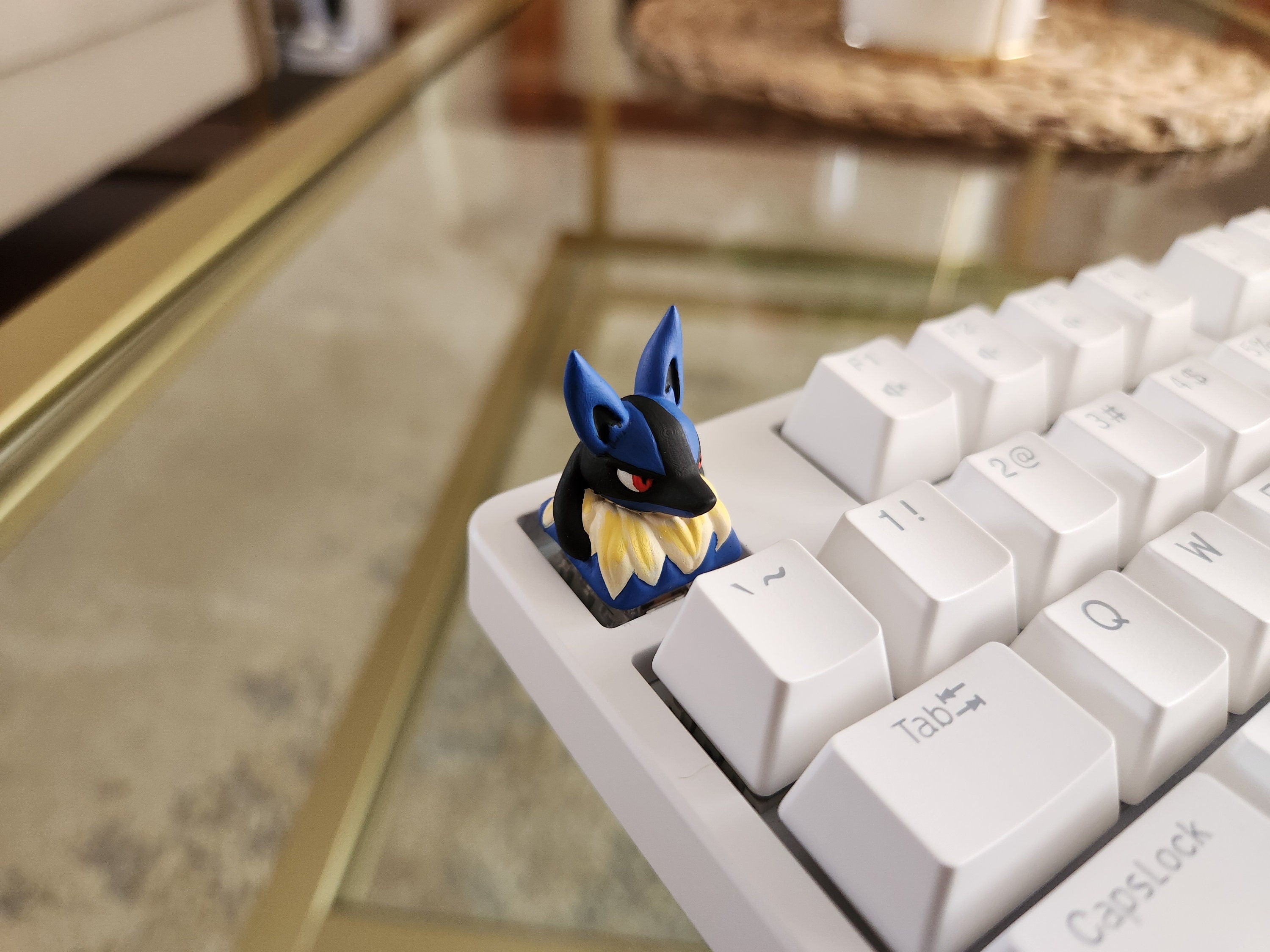 Hand-painted blue fighter-inspired artisan keycap