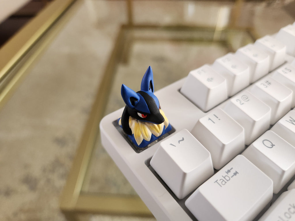 Hand-painted blue fighter-inspired artisan keycap
