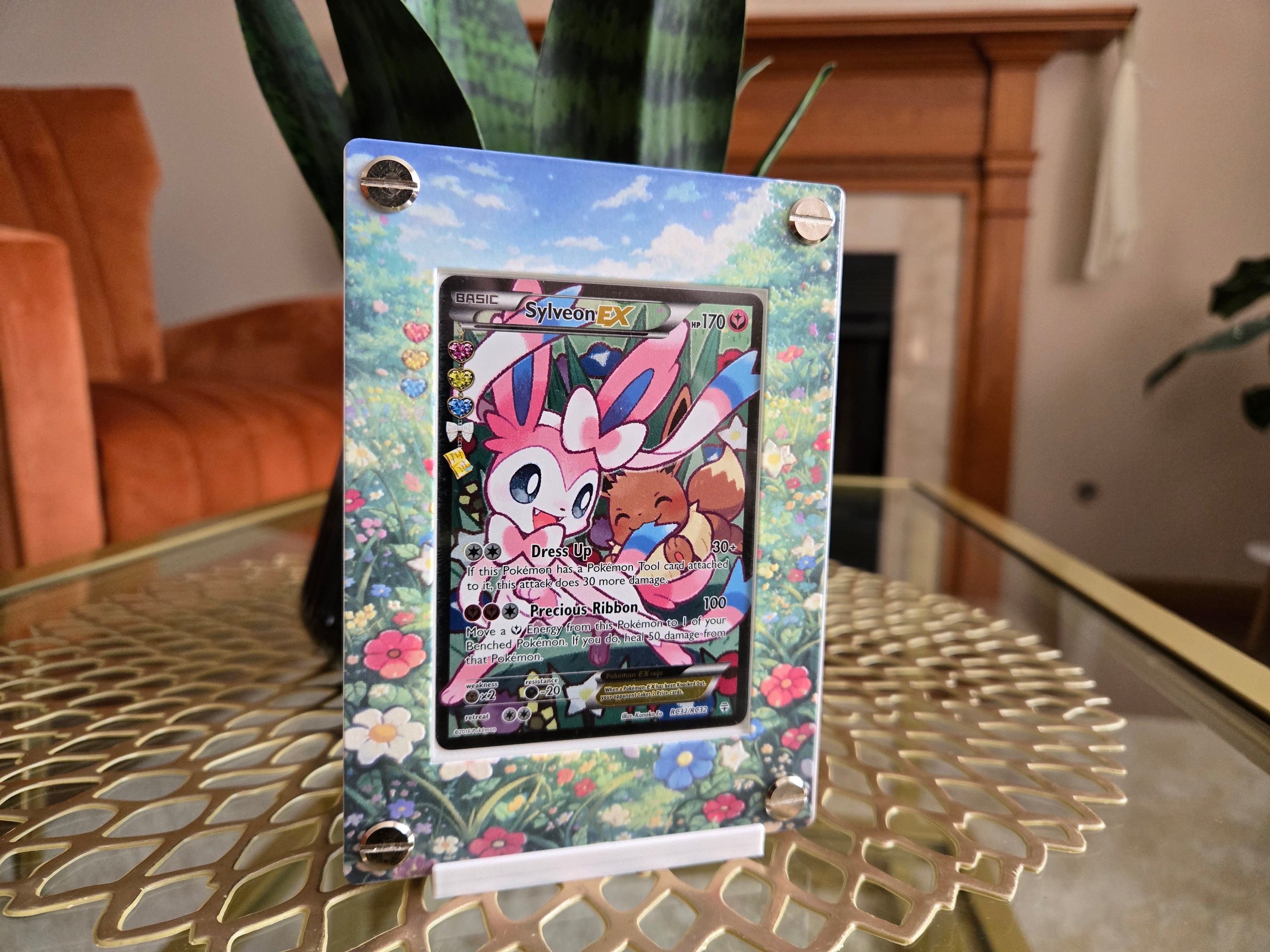 Custom Sylveon EX RC32 Card Holder – UV Printed 3D Textured Display Case – Premium TCG Protector (Card Not Included) handcrafted collectible