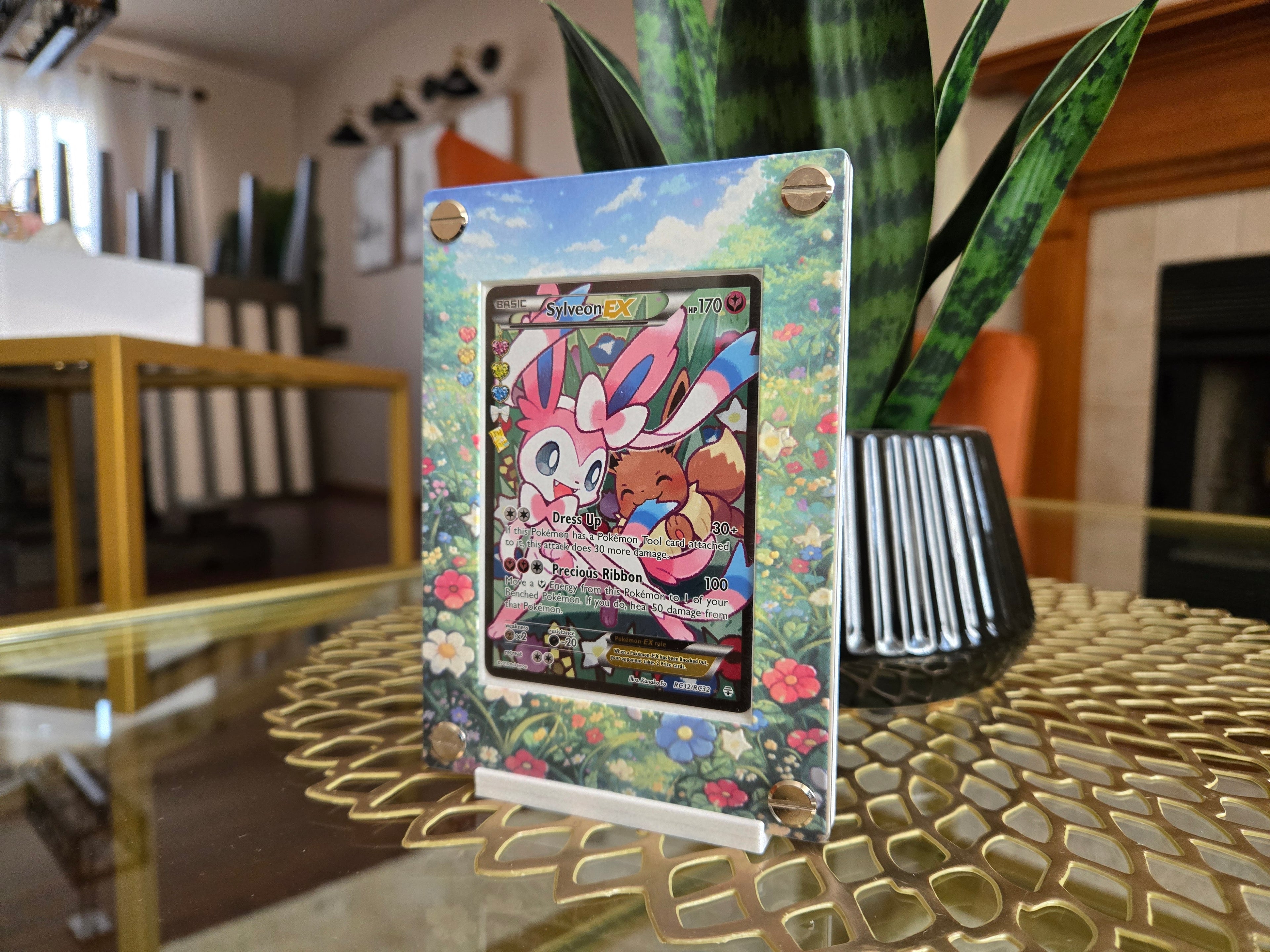 Custom Sylveon EX RC32 Card Holder – UV Printed 3D Textured Display Case – Premium TCG Protector (Card Not Included) handcrafted collectible