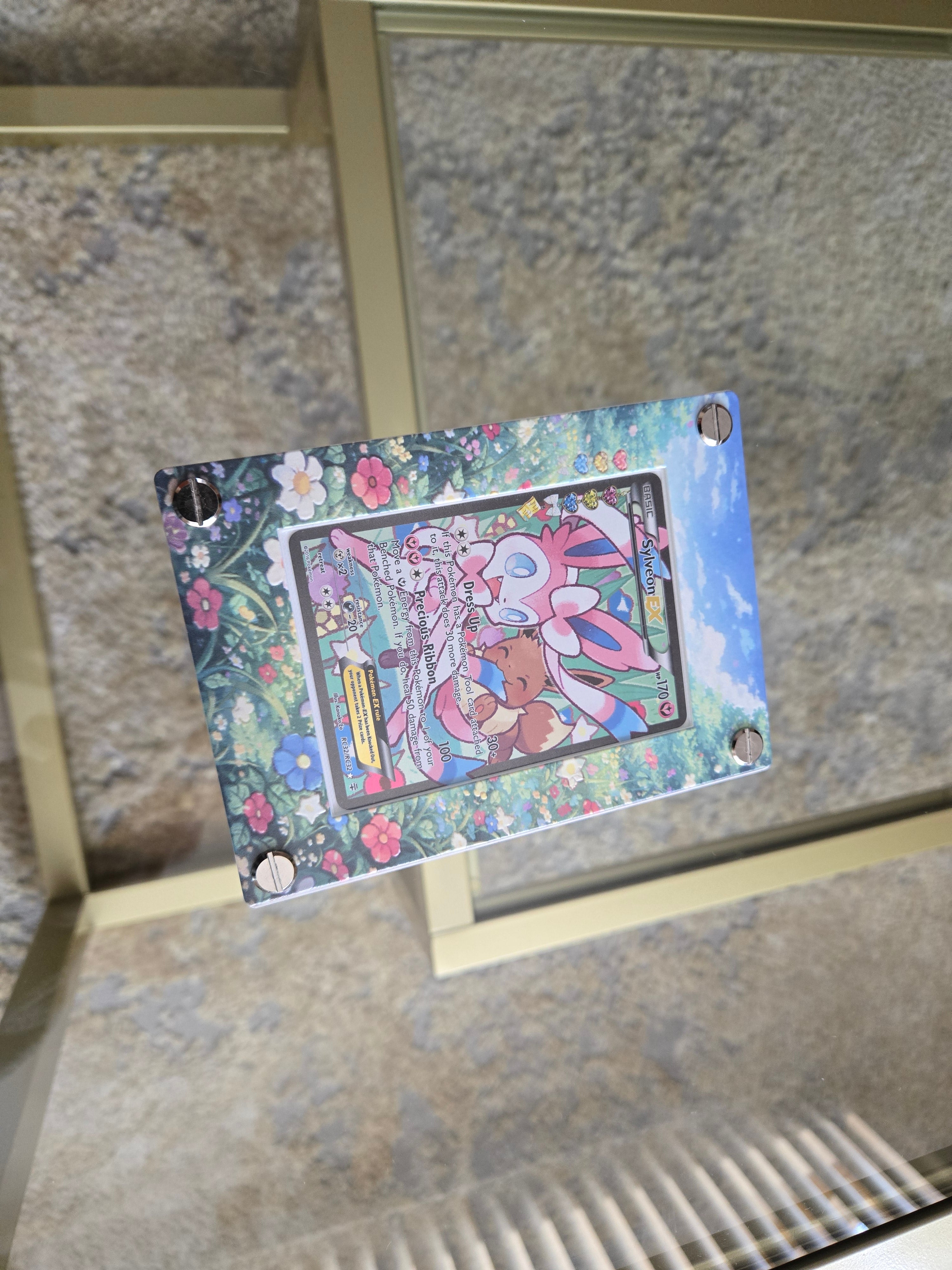 Custom Sylveon EX RC32 Card Holder – UV Printed 3D Textured Display Case – Premium TCG Protector (Card Not Included) handcrafted collectible