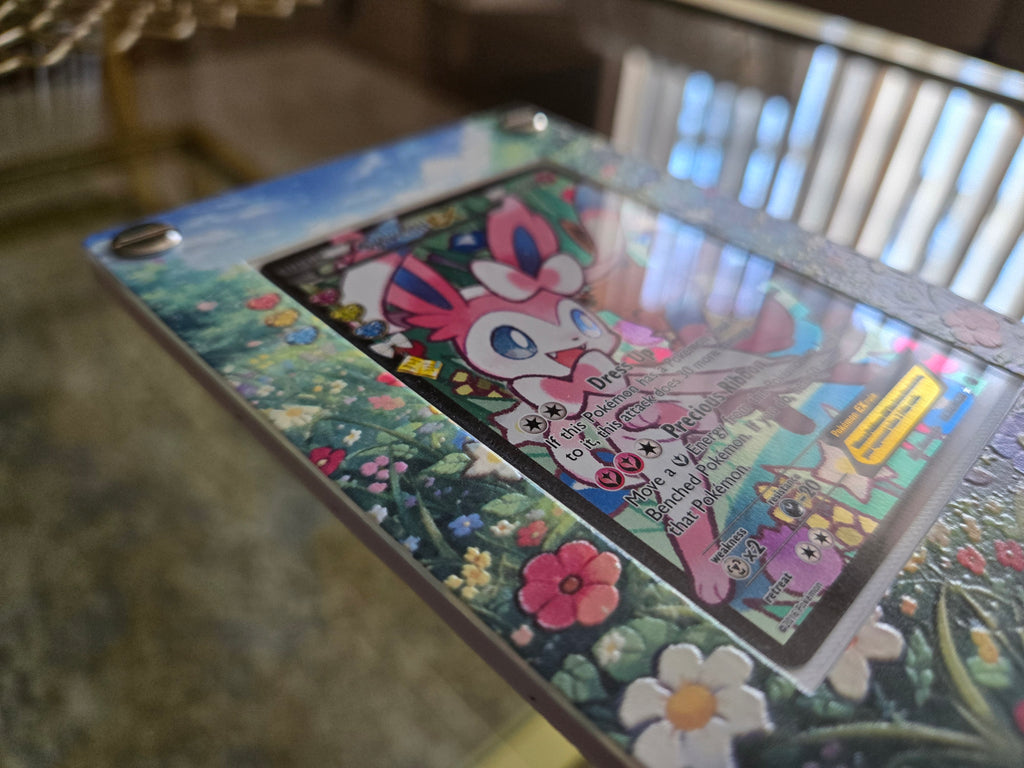 Custom Sylveon EX RC32 Card Holder – UV Printed 3D Textured Display Case – Premium TCG Protector (Card Not Included) handcrafted collectible