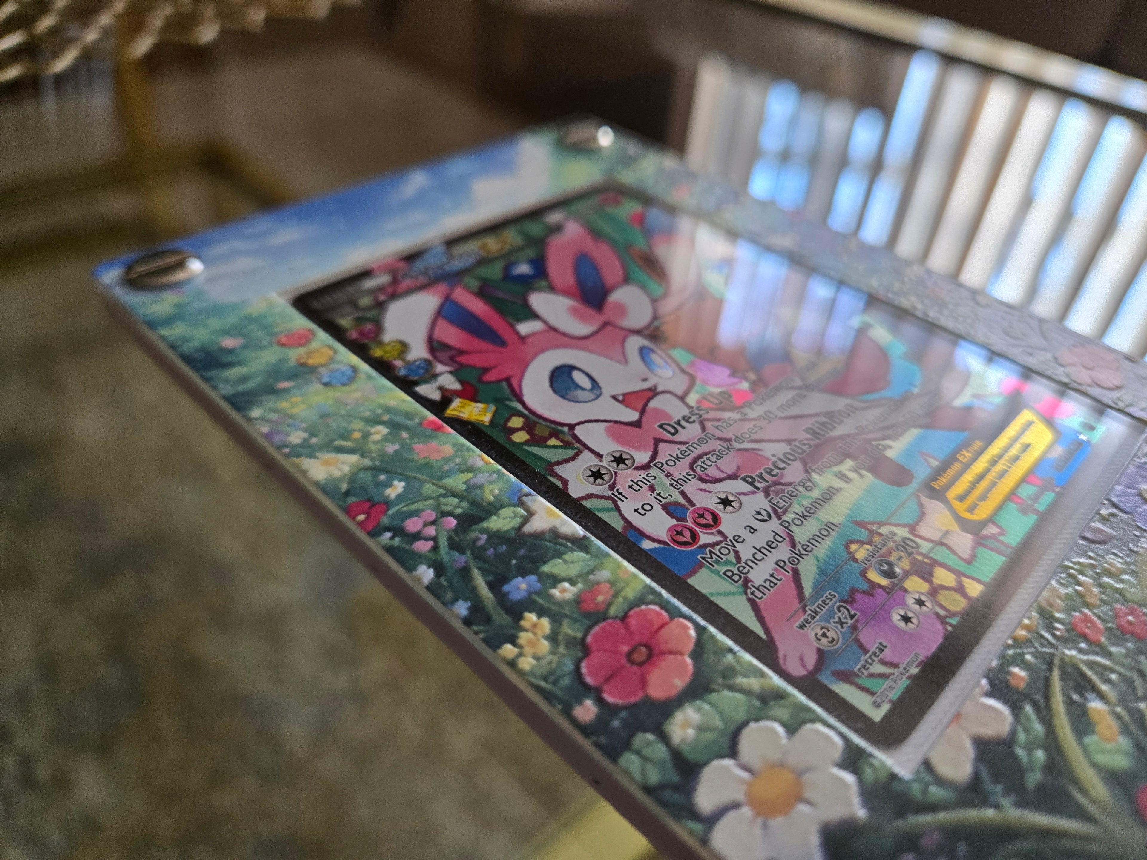 Custom Sylveon EX RC32 Card Holder – UV Printed 3D Textured Display Case – Premium TCG Protector (Card Not Included) handcrafted collectible