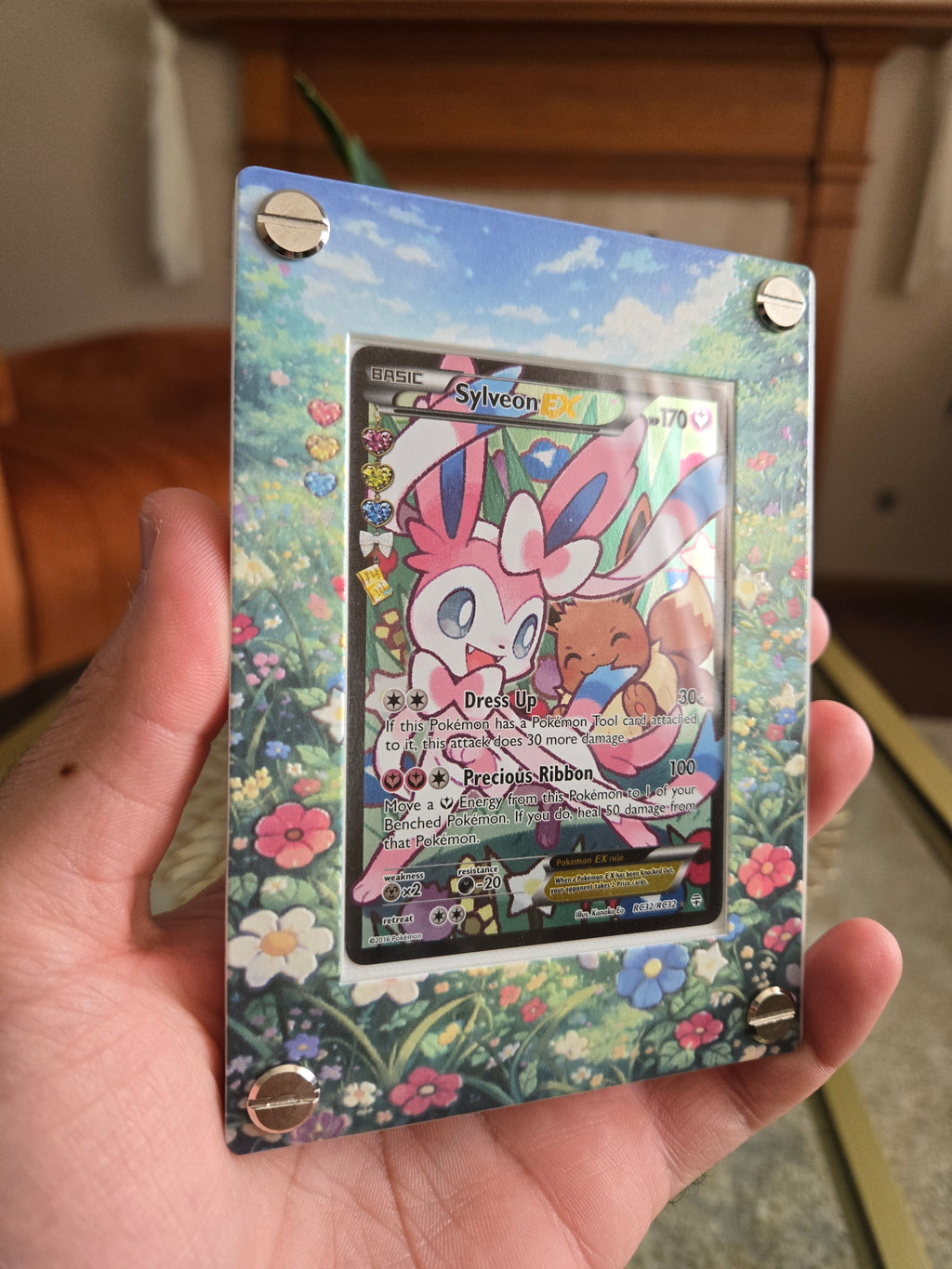 Custom Sylveon EX RC32 Card Holder – UV Printed 3D Textured Display Case – Premium TCG Protector (Card Not Included) handcrafted collectible