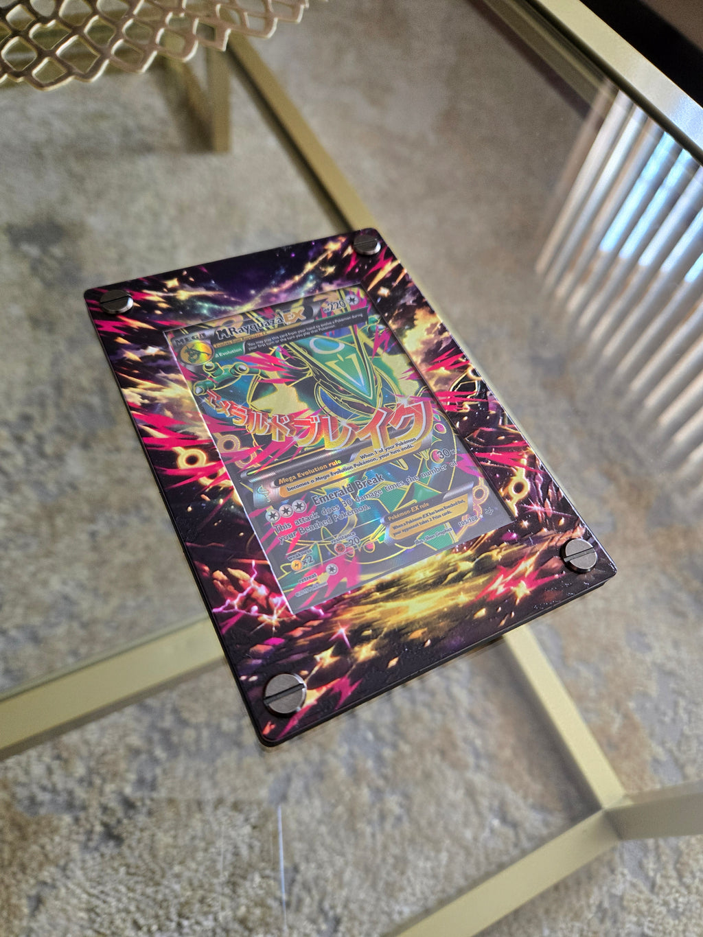 Custom M Rayquaza EX 105/108 Card Holder – UV Printed 3D Textured Display Case – Premium TCG Protector (Card Not Included) handcrafted collectible