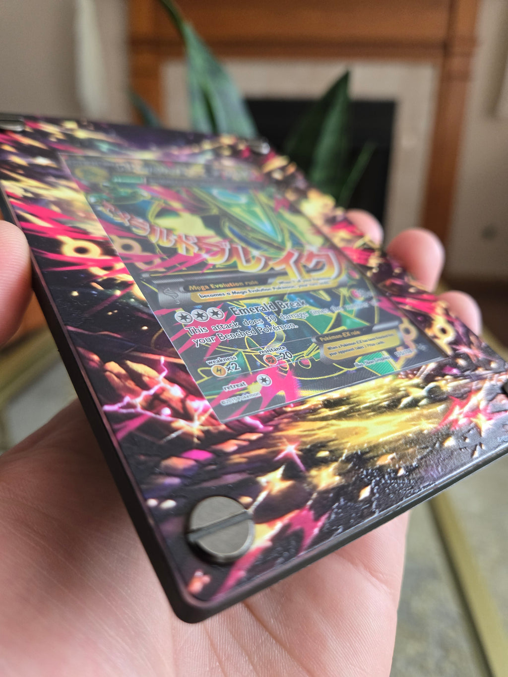 Custom M Rayquaza EX 105/108 Card Holder – UV Printed 3D Textured Display Case – Premium TCG Protector (Card Not Included) handcrafted collectible