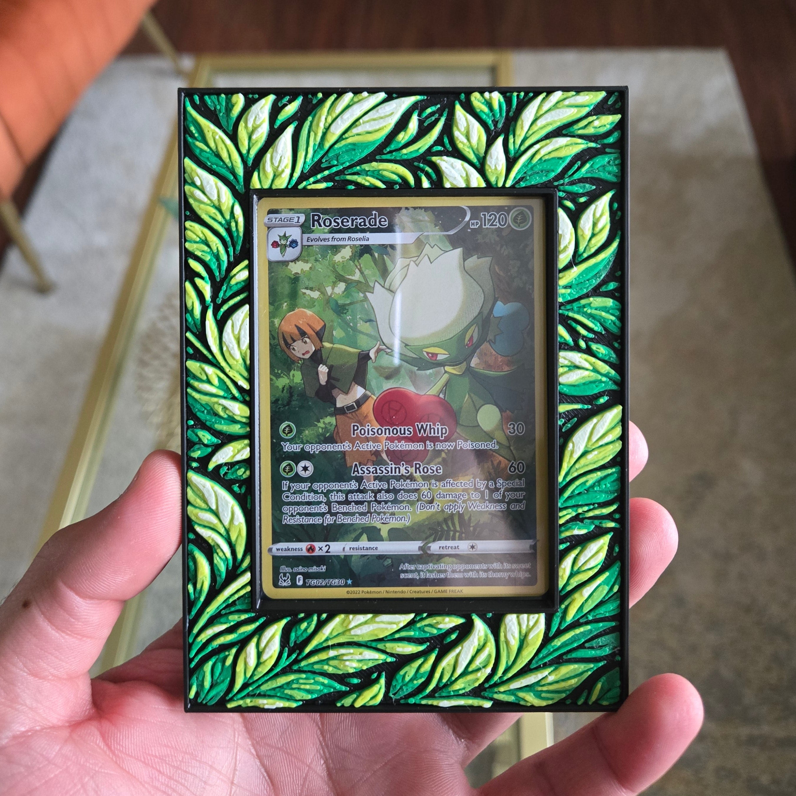 Premium Leaf-Themed TCG Card Case – Magnetic Closure, 3D Textured Trading Card Protector, Nature Collector Display Case handcrafted collectible