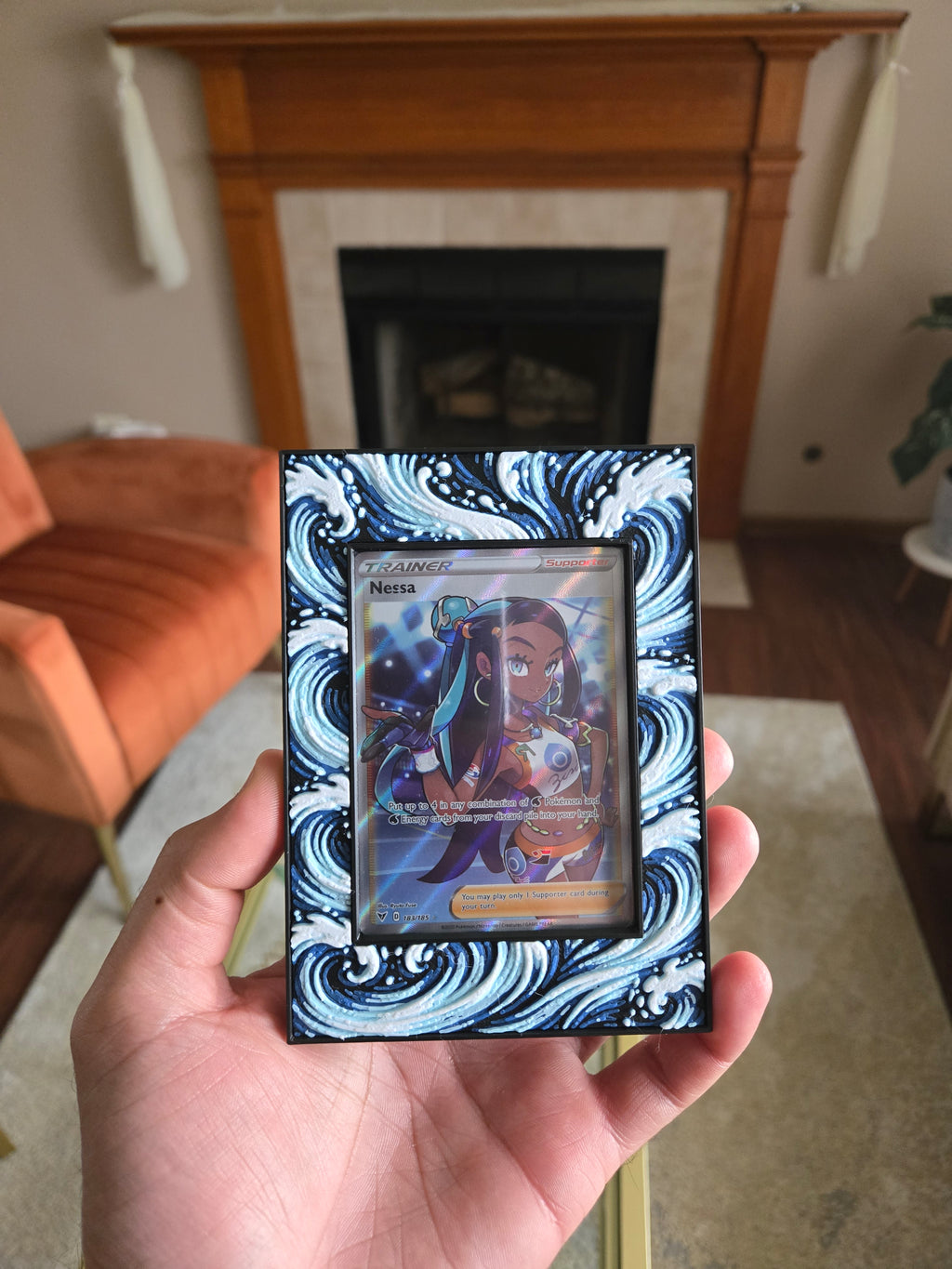 Premium Water-Themed TCG Card Case – Magnetic Closure, 3D Textured Trading Card Protector, Ocean Wave Collector Display handcrafted collectible