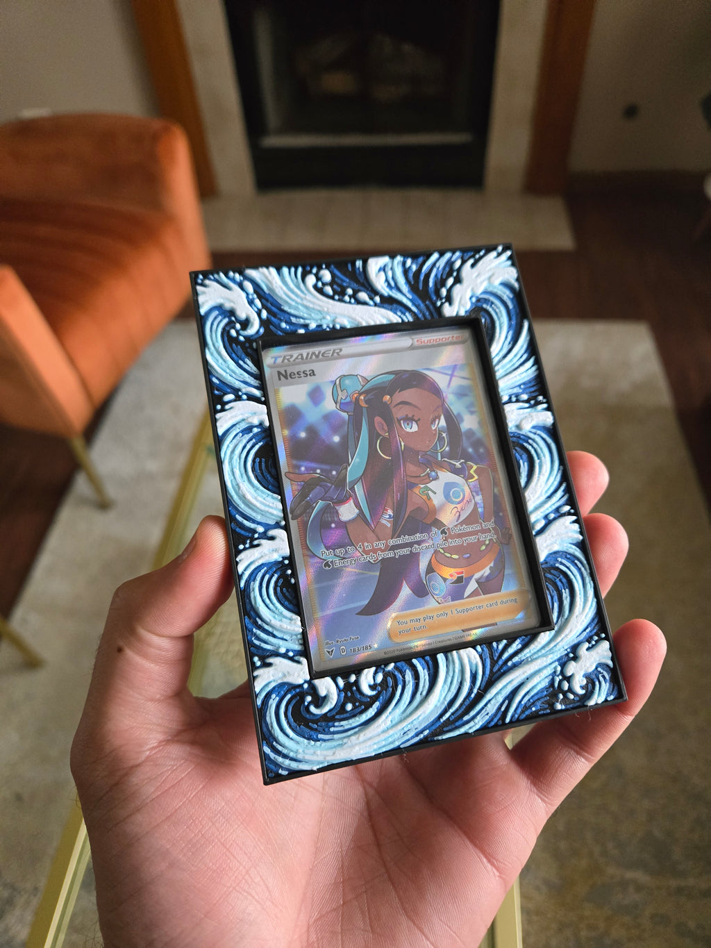 Premium Water-Themed TCG Card Case – Magnetic Closure, 3D Textured Trading Card Protector, Ocean Wave Collector Display handcrafted collectible