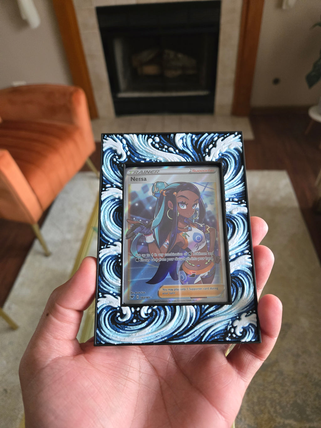 Premium Water-Themed TCG Card Case – Magnetic Closure, 3D Textured Trading Card Protector, Ocean Wave Collector Display handcrafted collectible