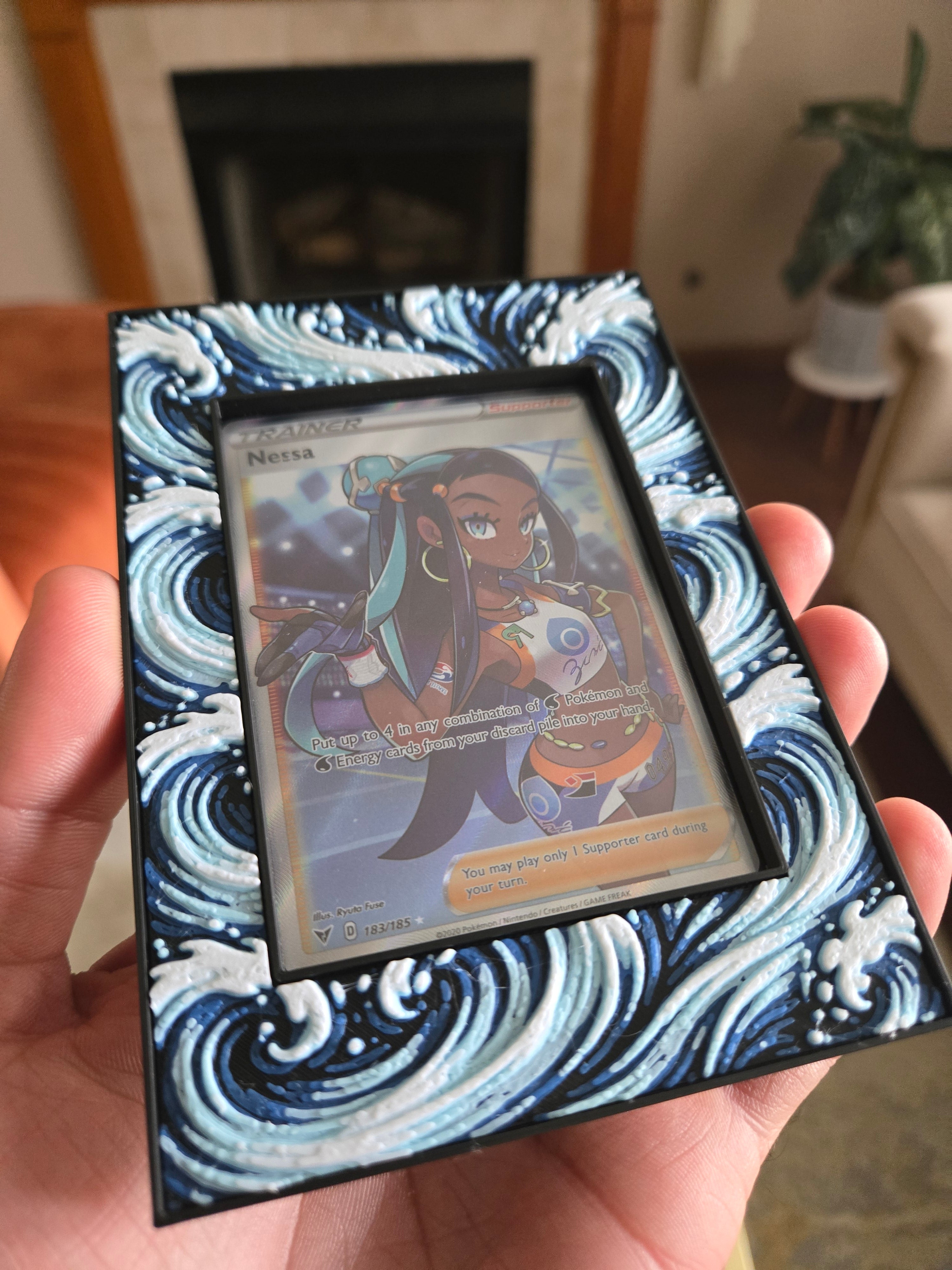 Premium Water-Themed TCG Card Case – Magnetic Closure, 3D Textured Trading Card Protector, Ocean Wave Collector Display handcrafted collectible