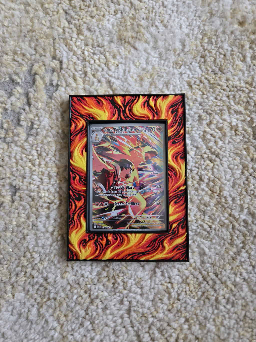 Premium Fire-Themed TCG Card Case – Magnetic Closure, 3D Textured Trading Card Protector, Collector Display Case handcrafted collectible