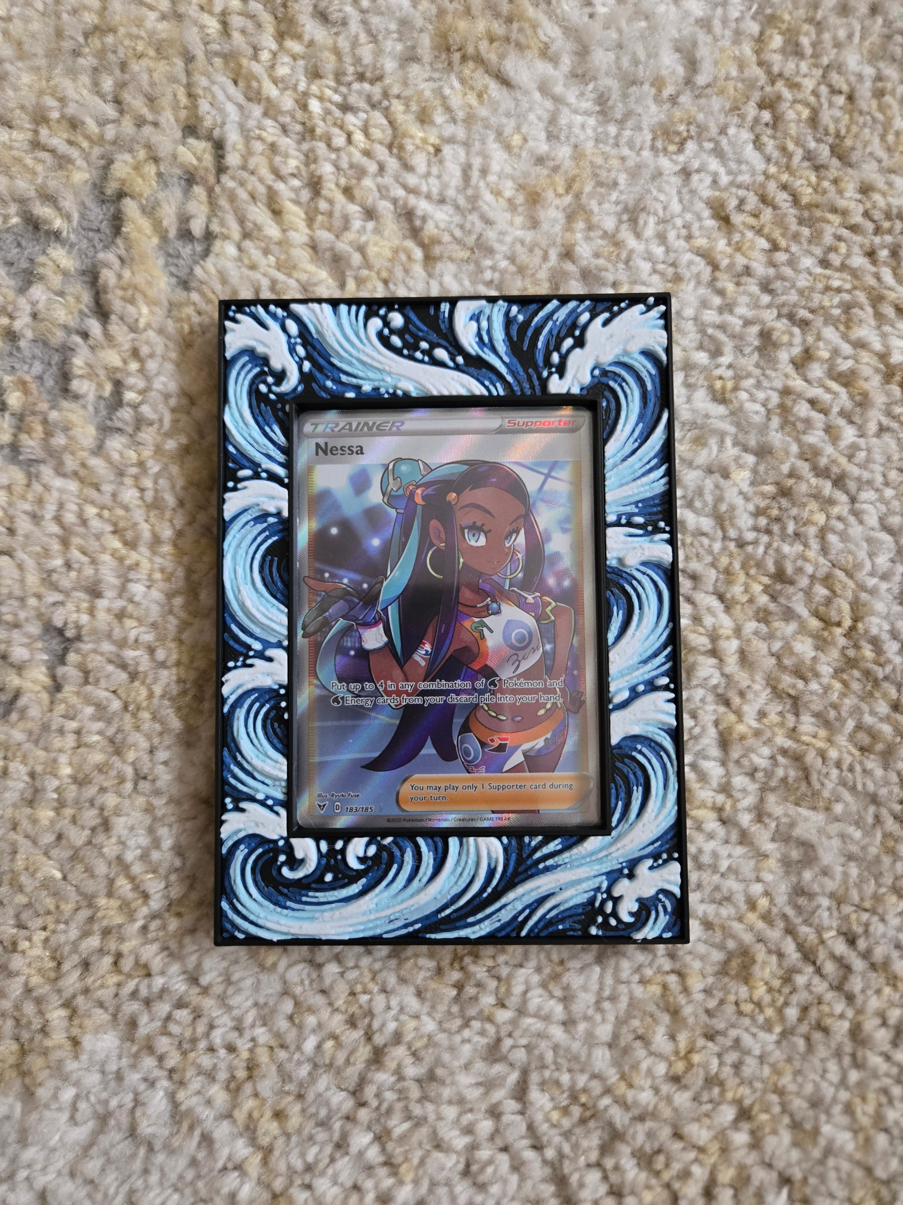 Premium Water-Themed TCG Card Case – Magnetic Closure, 3D Textured Trading Card Protector, Ocean Wave Collector Display handcrafted collectible