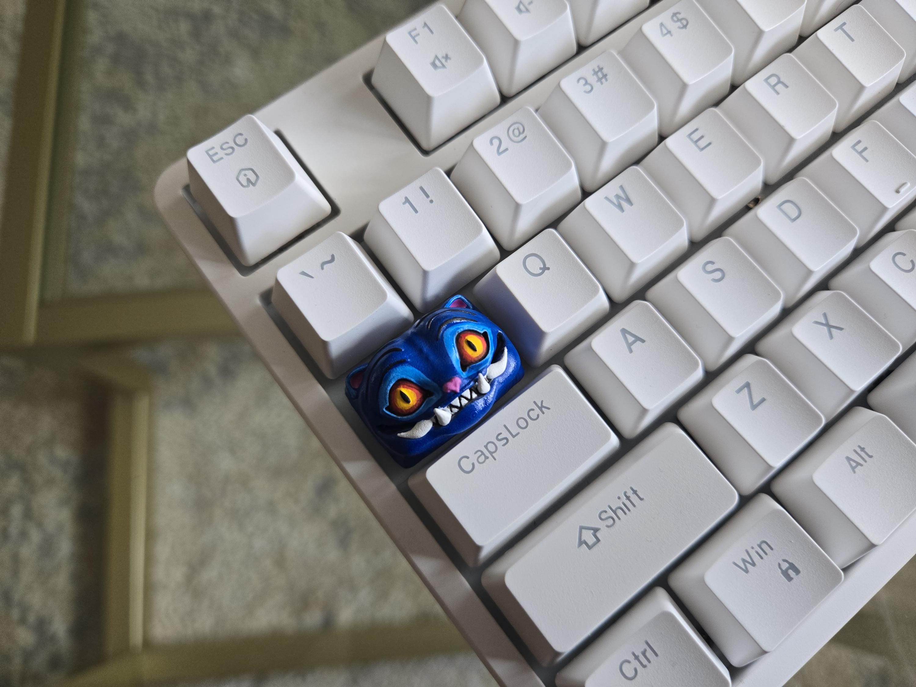 Hand-Painted Demon Hunter Cat Artisan Keycap for mechanical keyboard