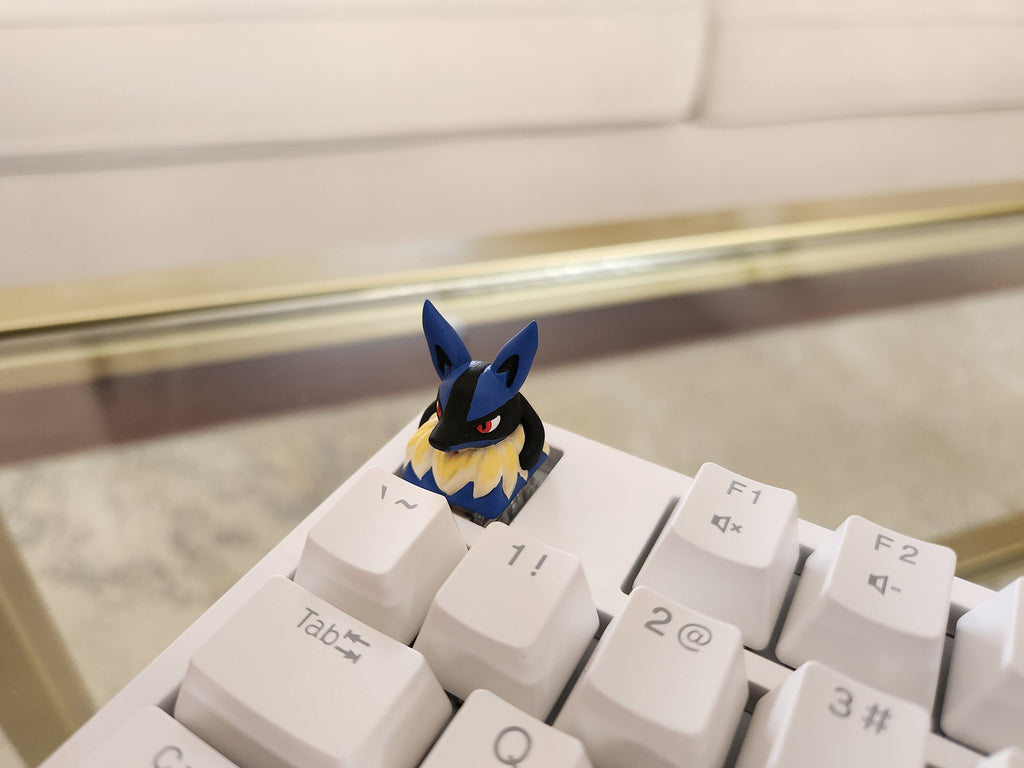 Hand-painted blue fighter-inspired artisan keycap
