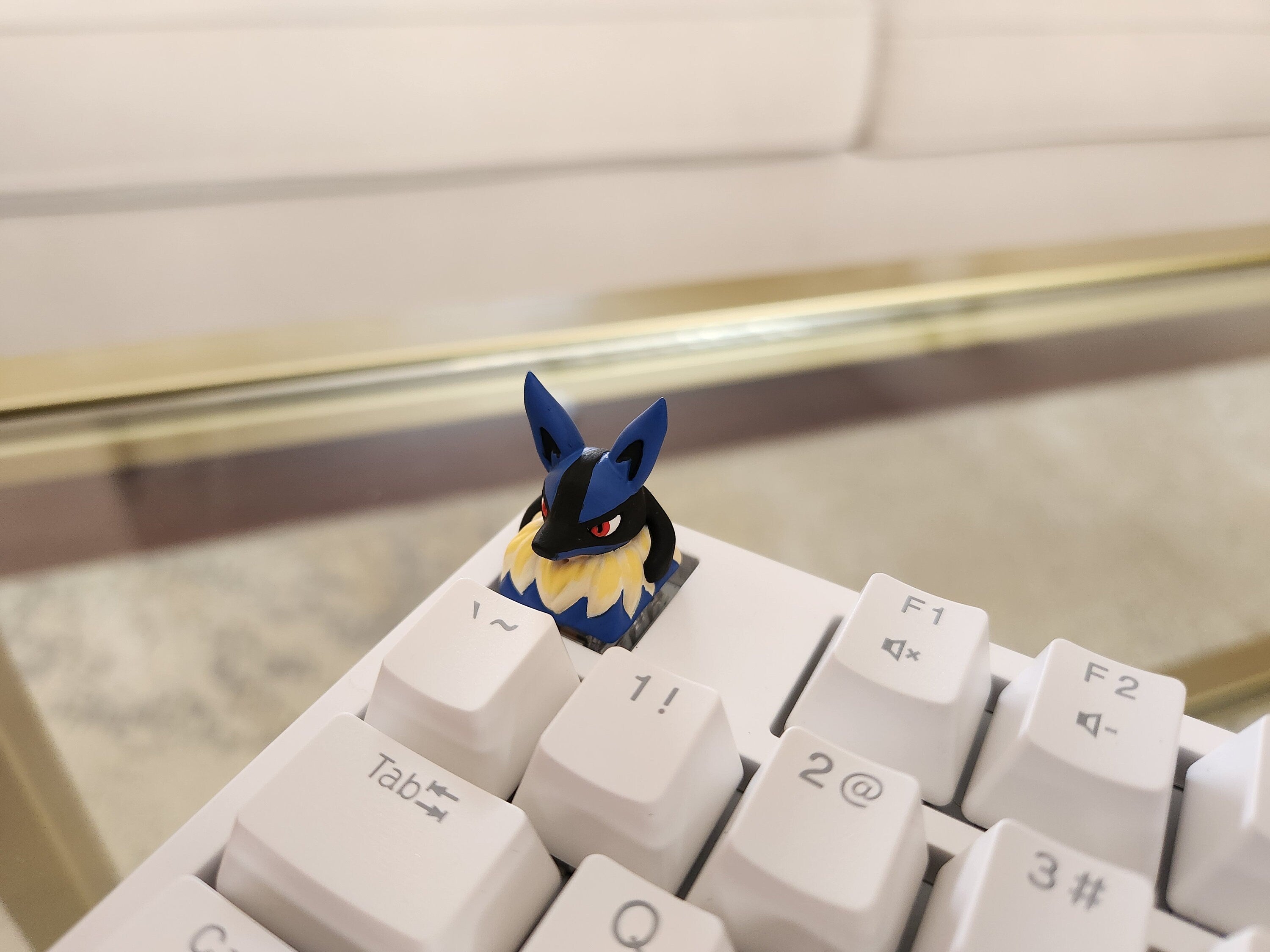 Hand-painted blue fighter-inspired artisan keycap