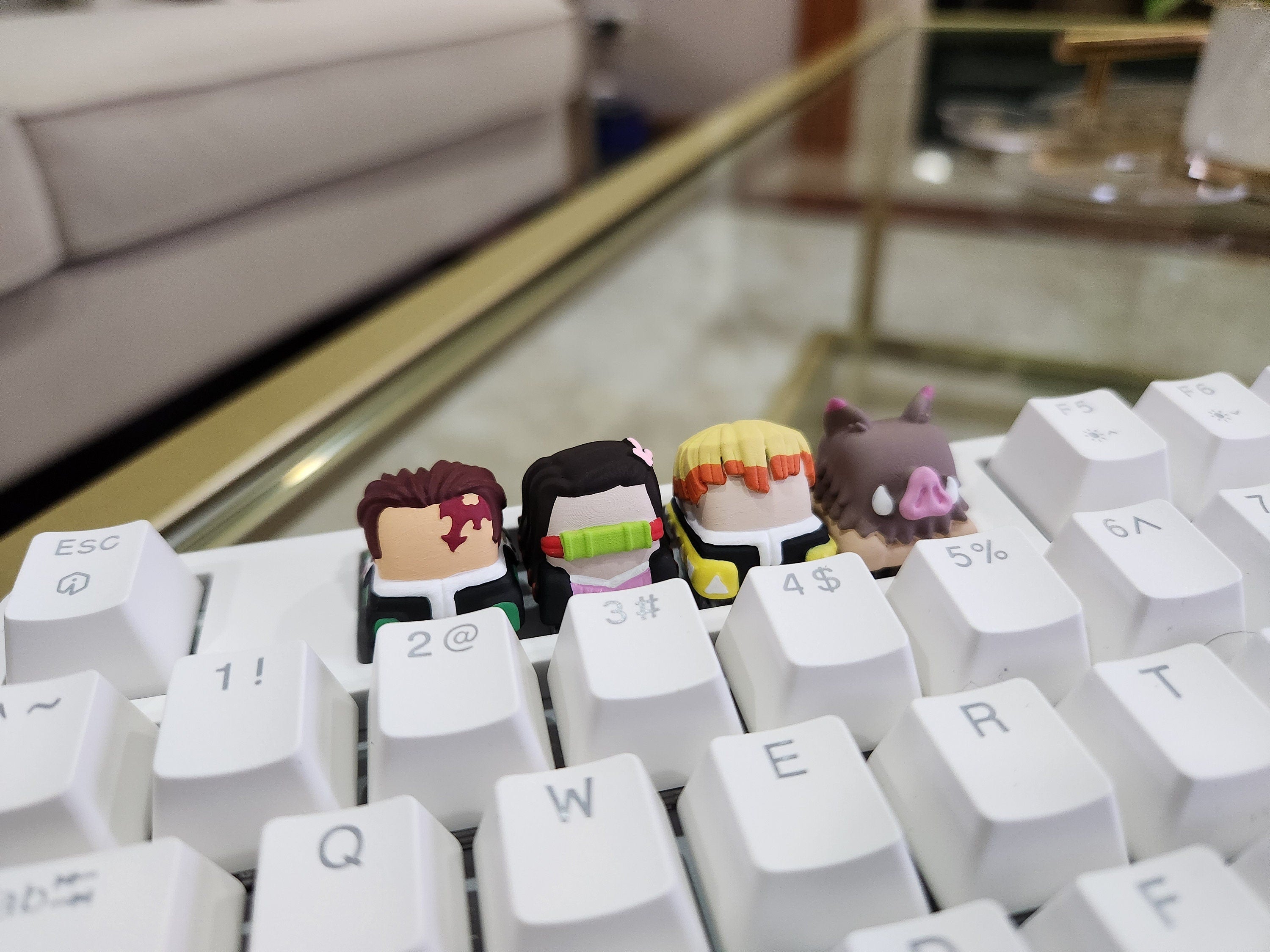 Hand-Painted Demon Slayer Artisan Keycaps for mechanical keyboard