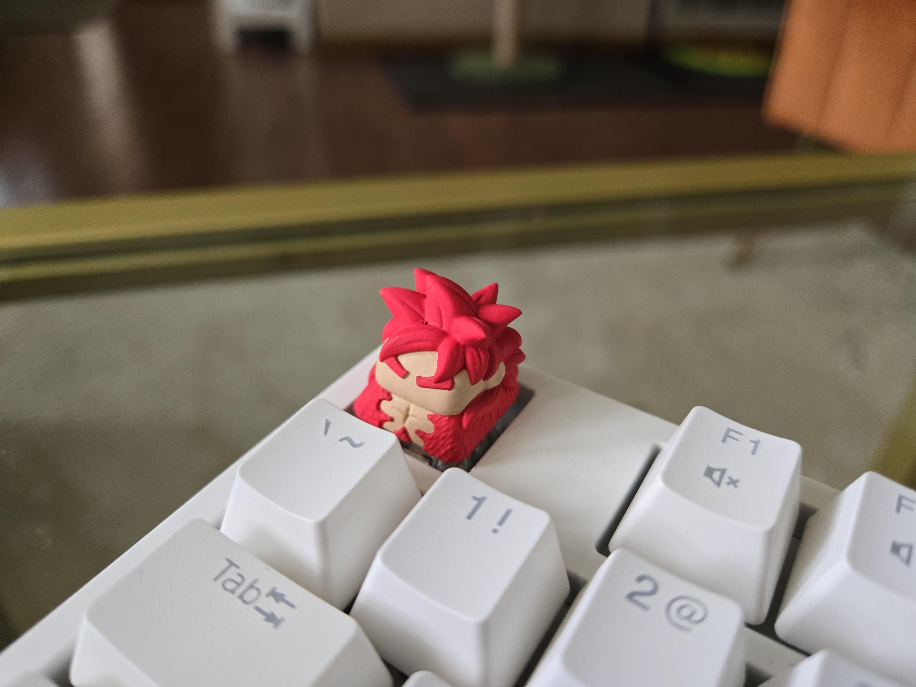 Hand-Painted Anime SSJ 4 Artisan Keycap for mechanical keyboard