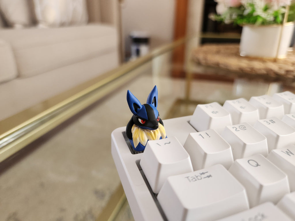 Hand-painted blue fighter-inspired artisan keycap