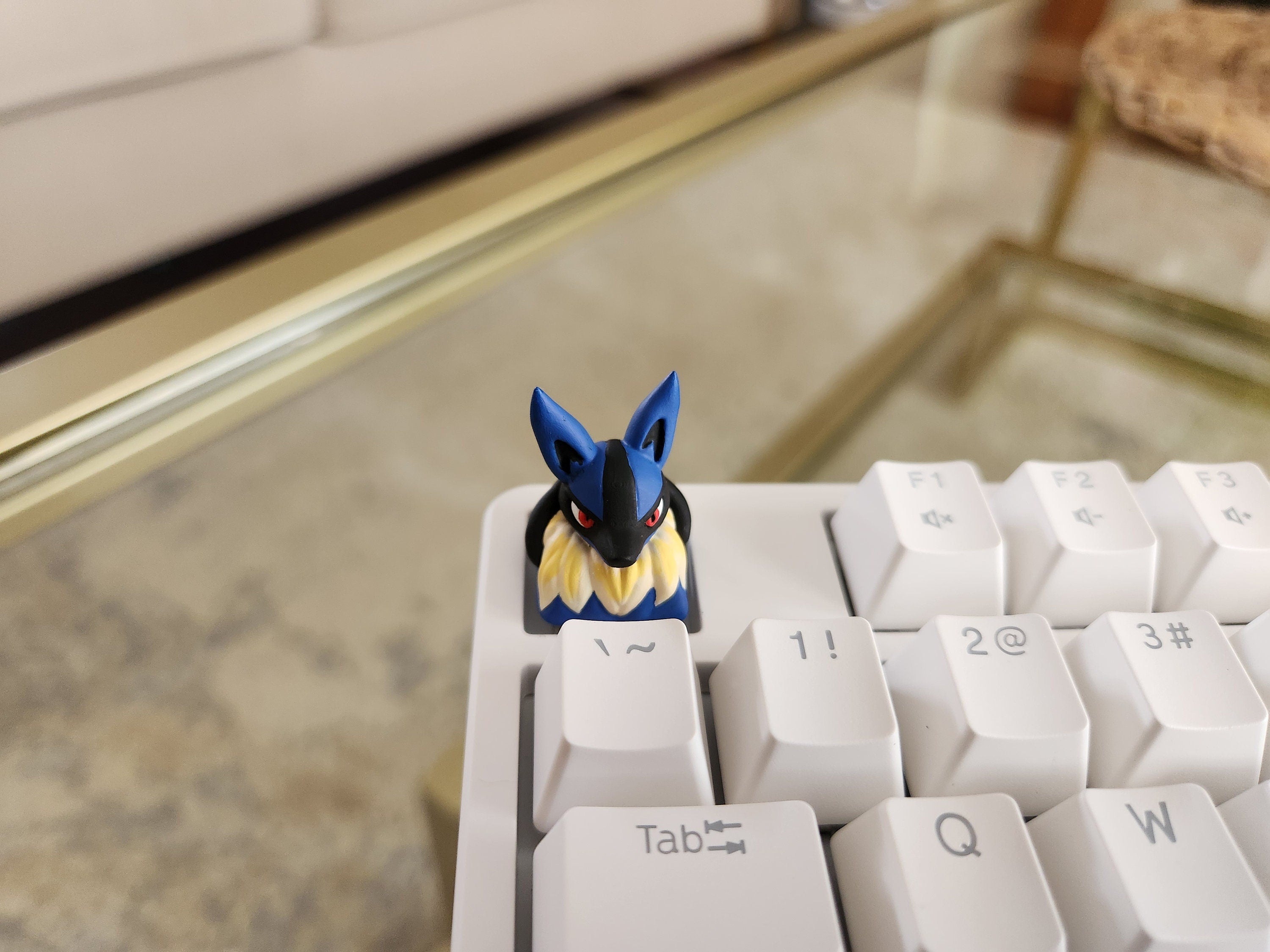 Hand-painted blue fighter-inspired artisan keycap
