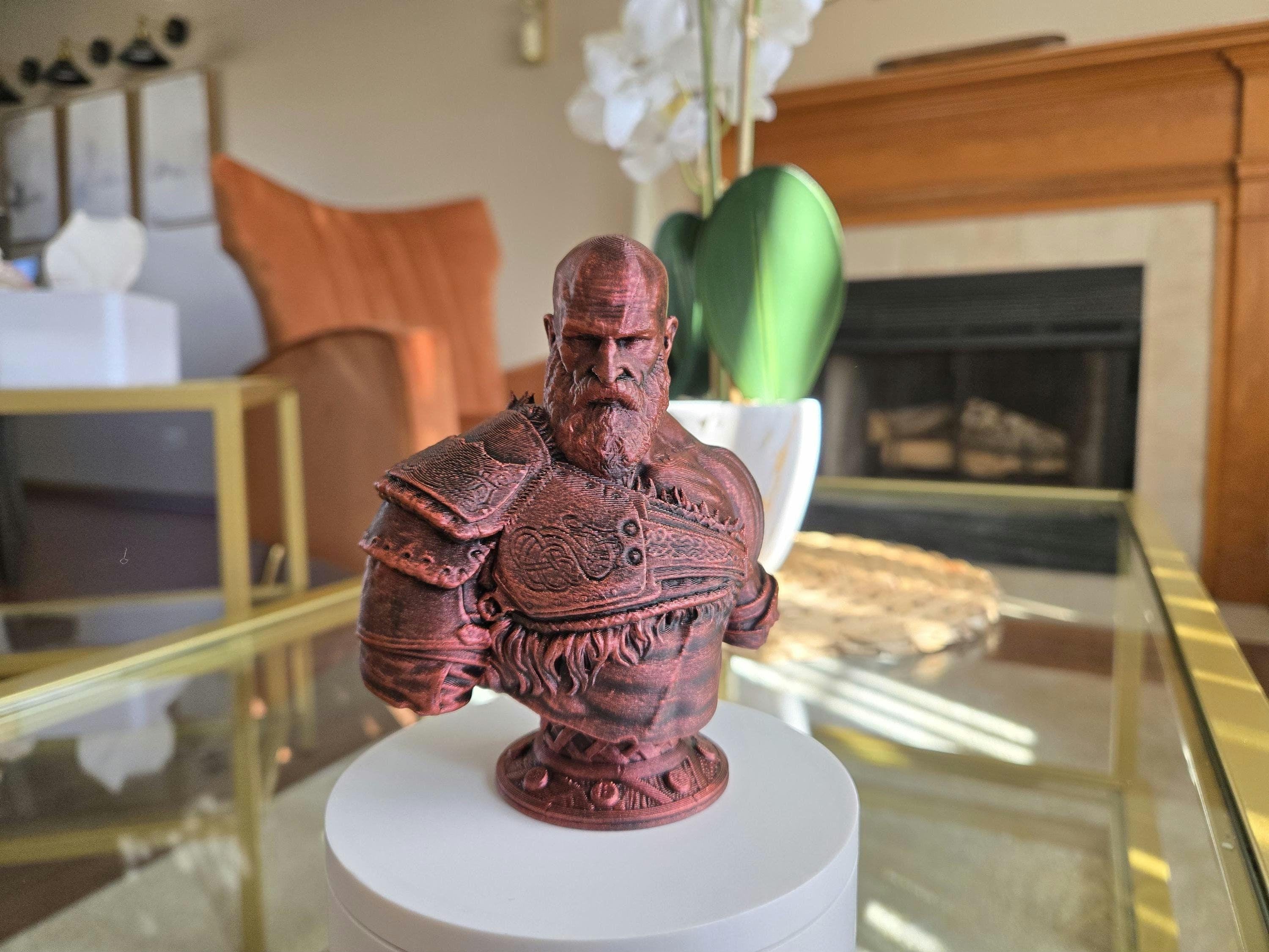 Hand-painted kratos video game bust collectible display figure