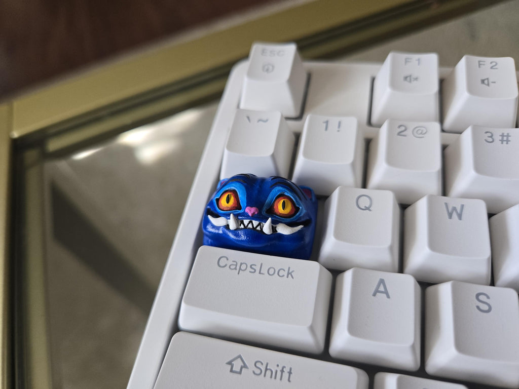 Hand-Painted Demon Hunter Cat Artisan Keycap for mechanical keyboard