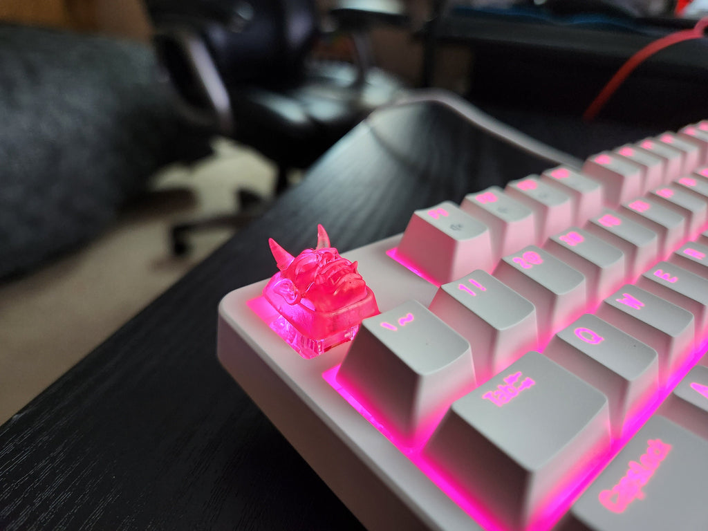 Clear Japanese Oni Mask Artisan Keycap for mechanical keyboard