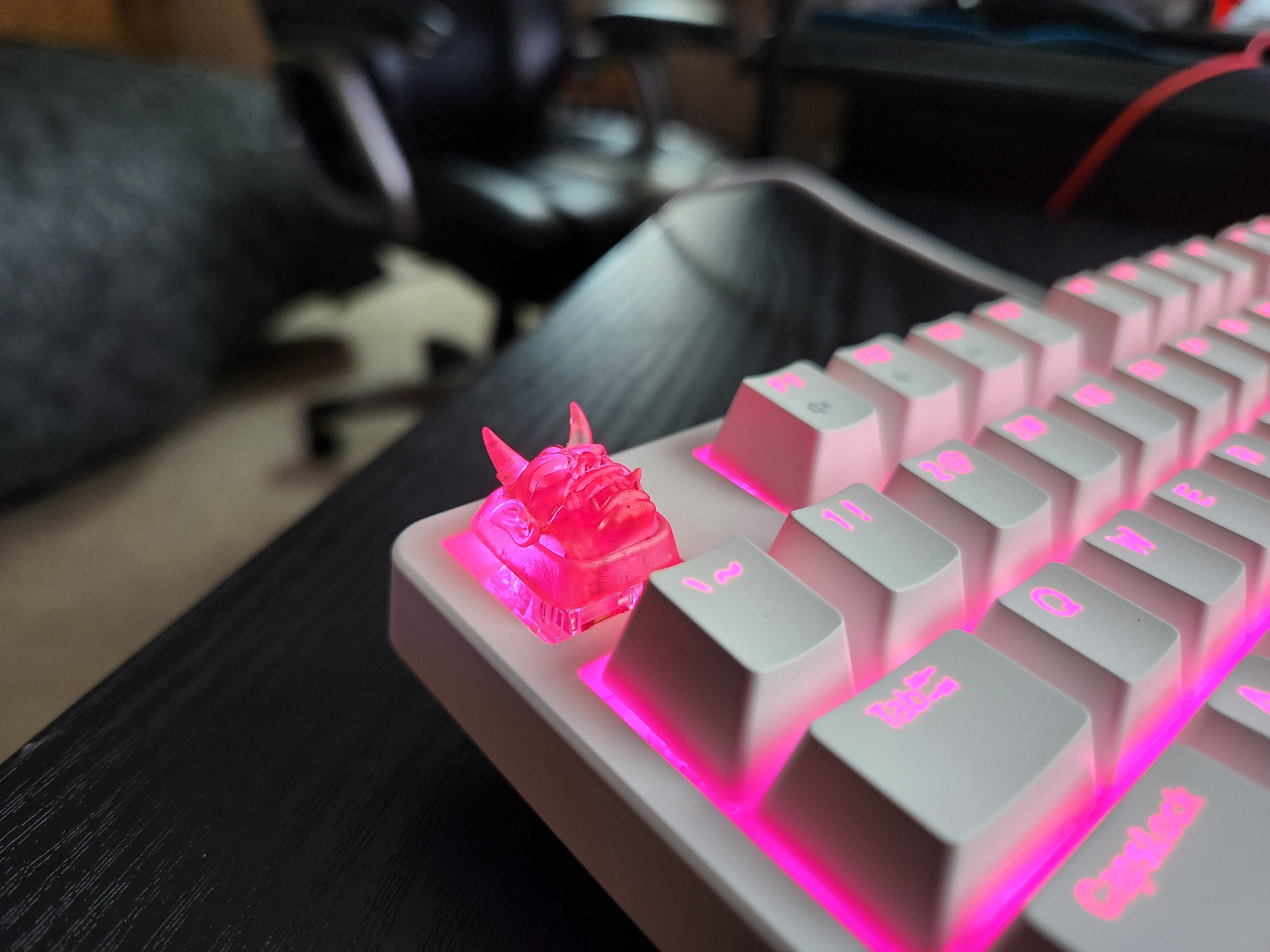 Clear Japanese Oni Mask Artisan Keycap for mechanical keyboard