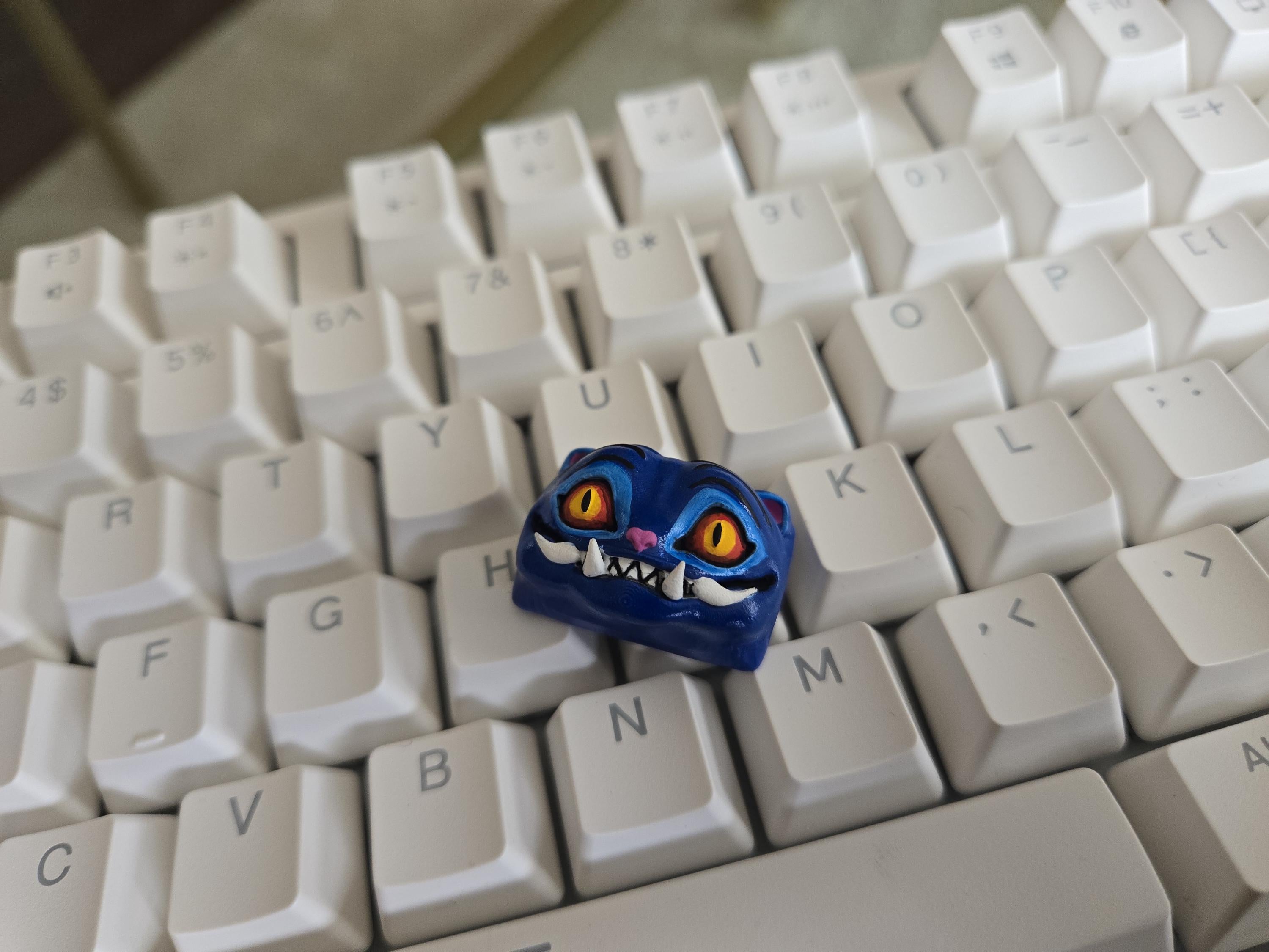 Hand-Painted Demon Hunter Cat Artisan Keycap for mechanical keyboard