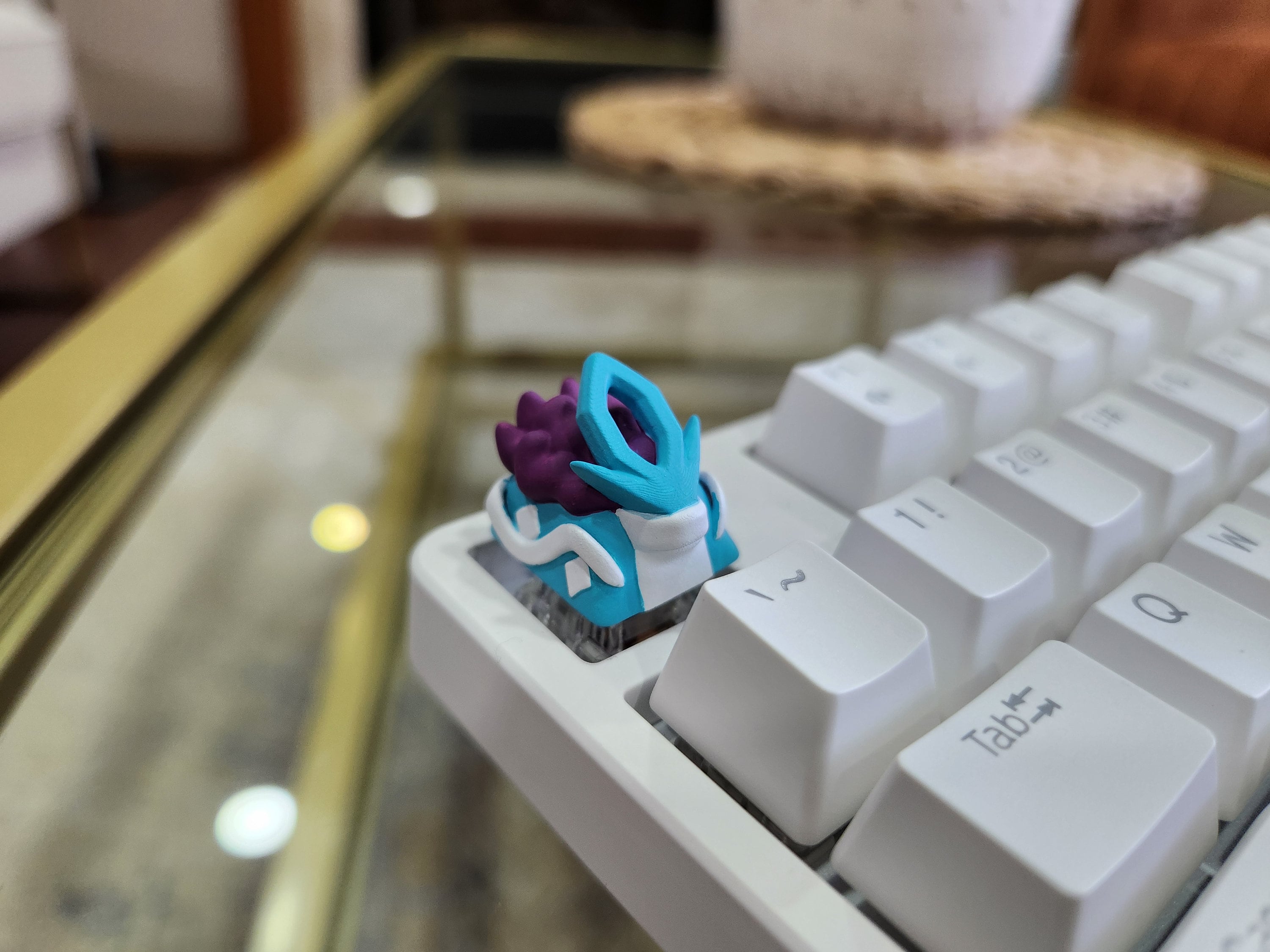 Hand-Painted Pokemon Legendary Entei, Suicune, Raikou Artisan Keycap for mechanical keyboard