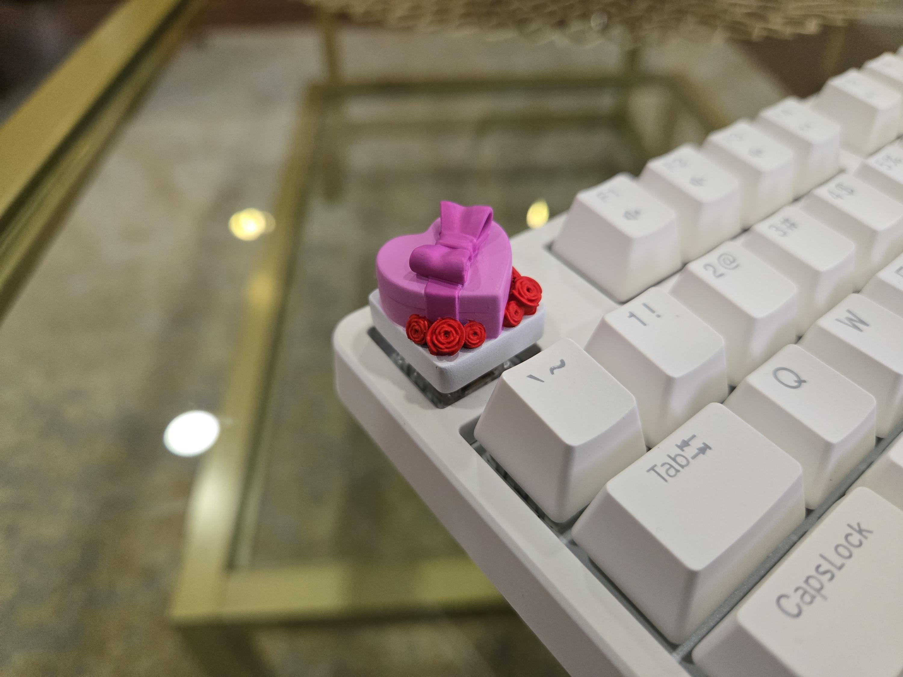Hand-Painted Valentine Heart Box Artisan Keycap for mechanical keyboard