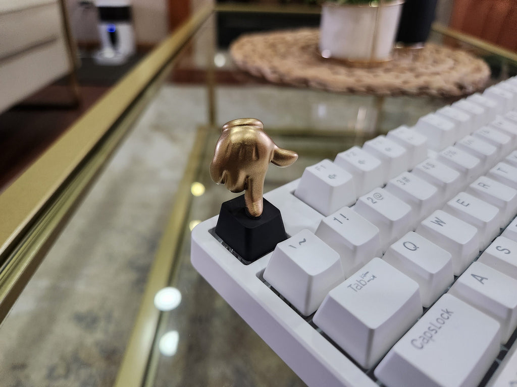 Hand-painted golden glove finger artisan keycap