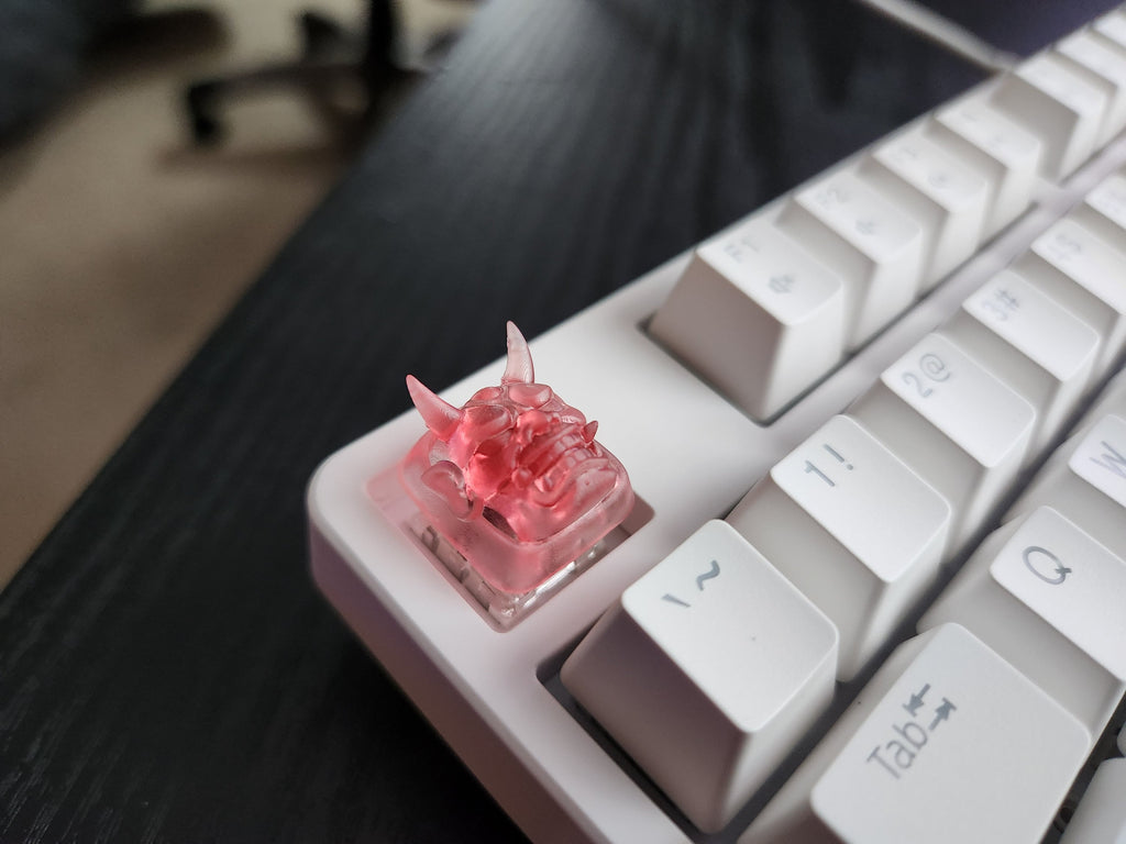 Clear Japanese Oni Mask Artisan Keycap for mechanical keyboard