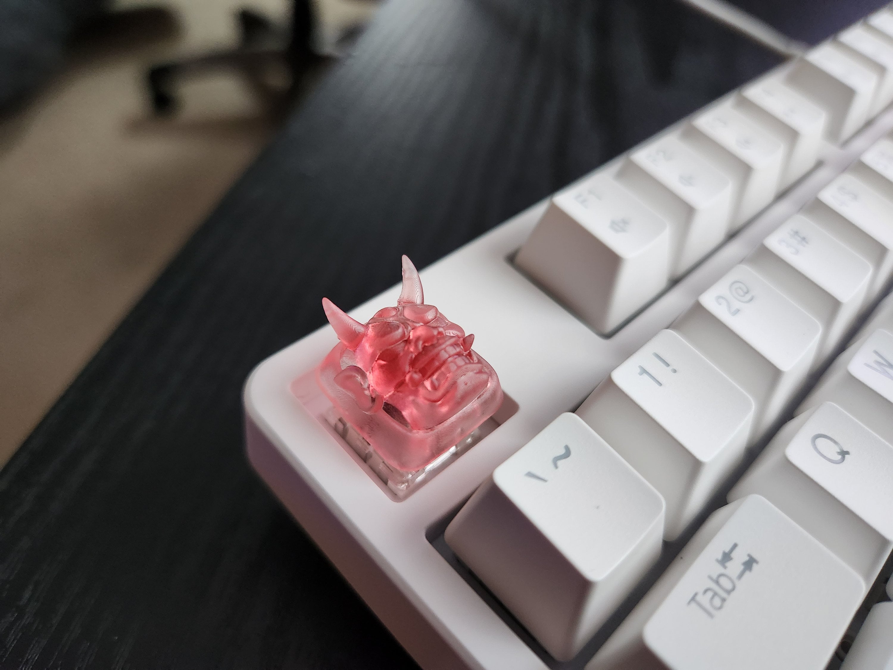 Clear Japanese Oni Mask Artisan Keycap for mechanical keyboard