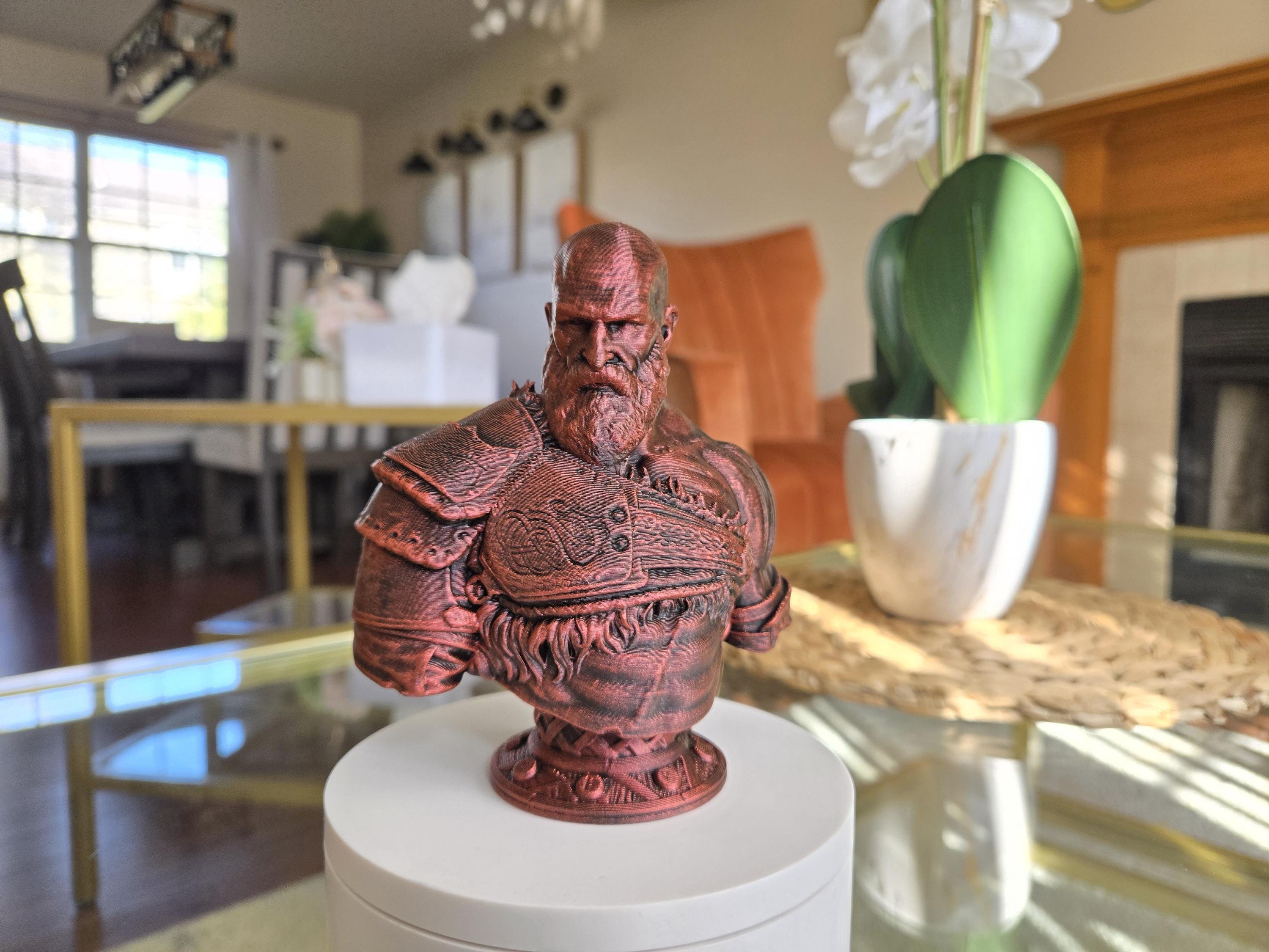 Hand-painted kratos video game bust – 5 inches tall collectible display figure