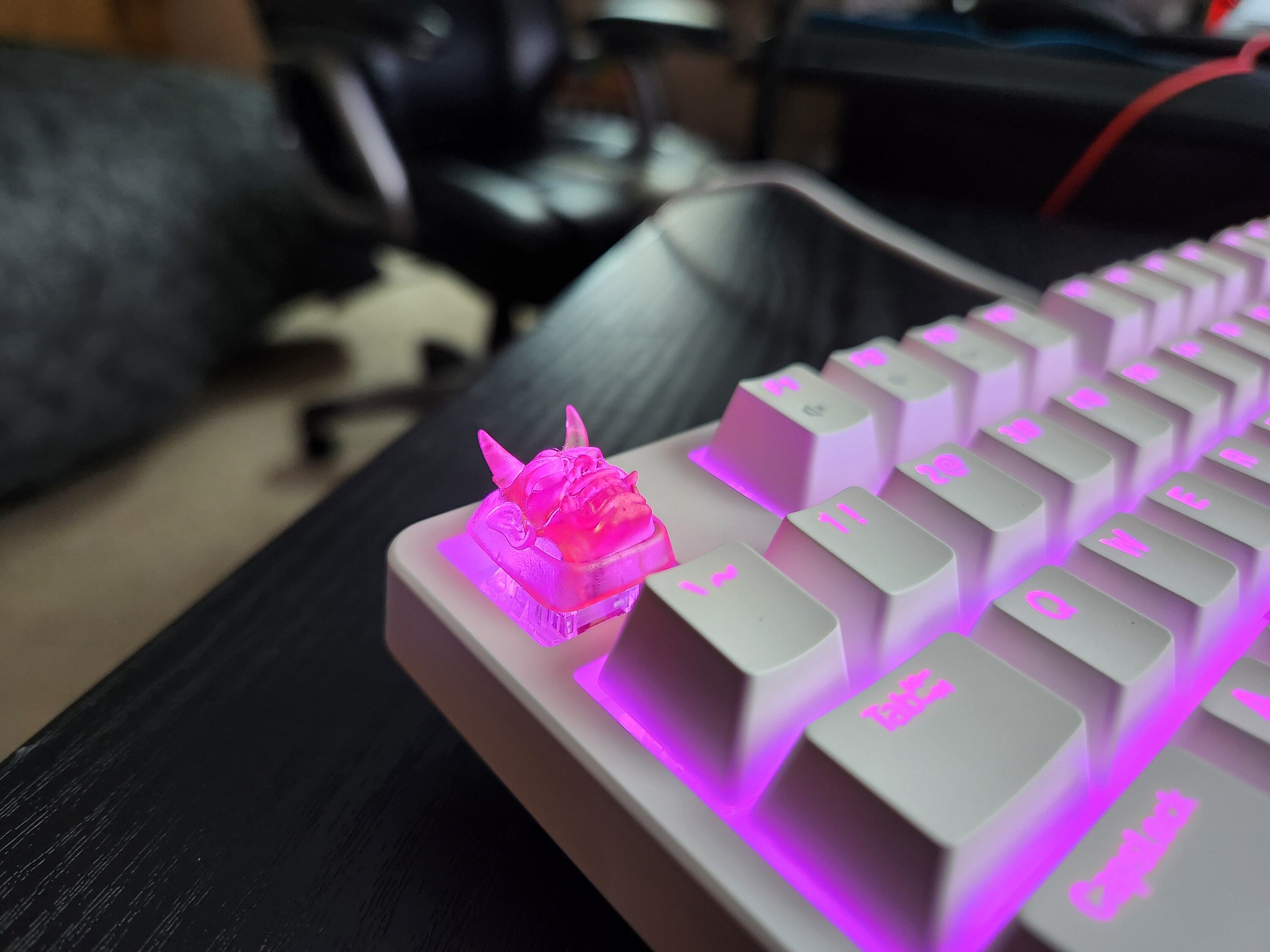 Clear Japanese Oni Mask Artisan Keycap for mechanical keyboard