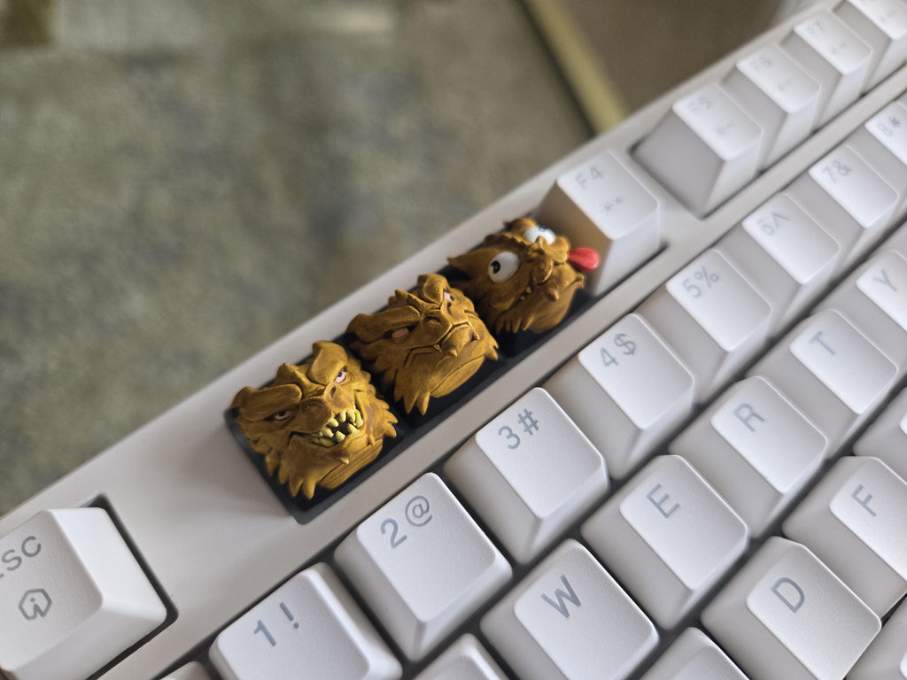 Hand-Painted Three Headed Dragon Meme Artisan Keycap Set for mechanical keyboard