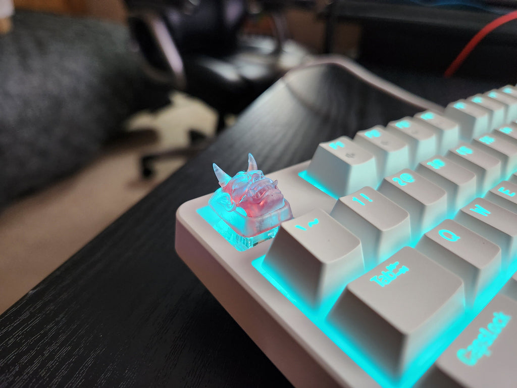 Clear Japanese Oni Mask Artisan Keycap for mechanical keyboard