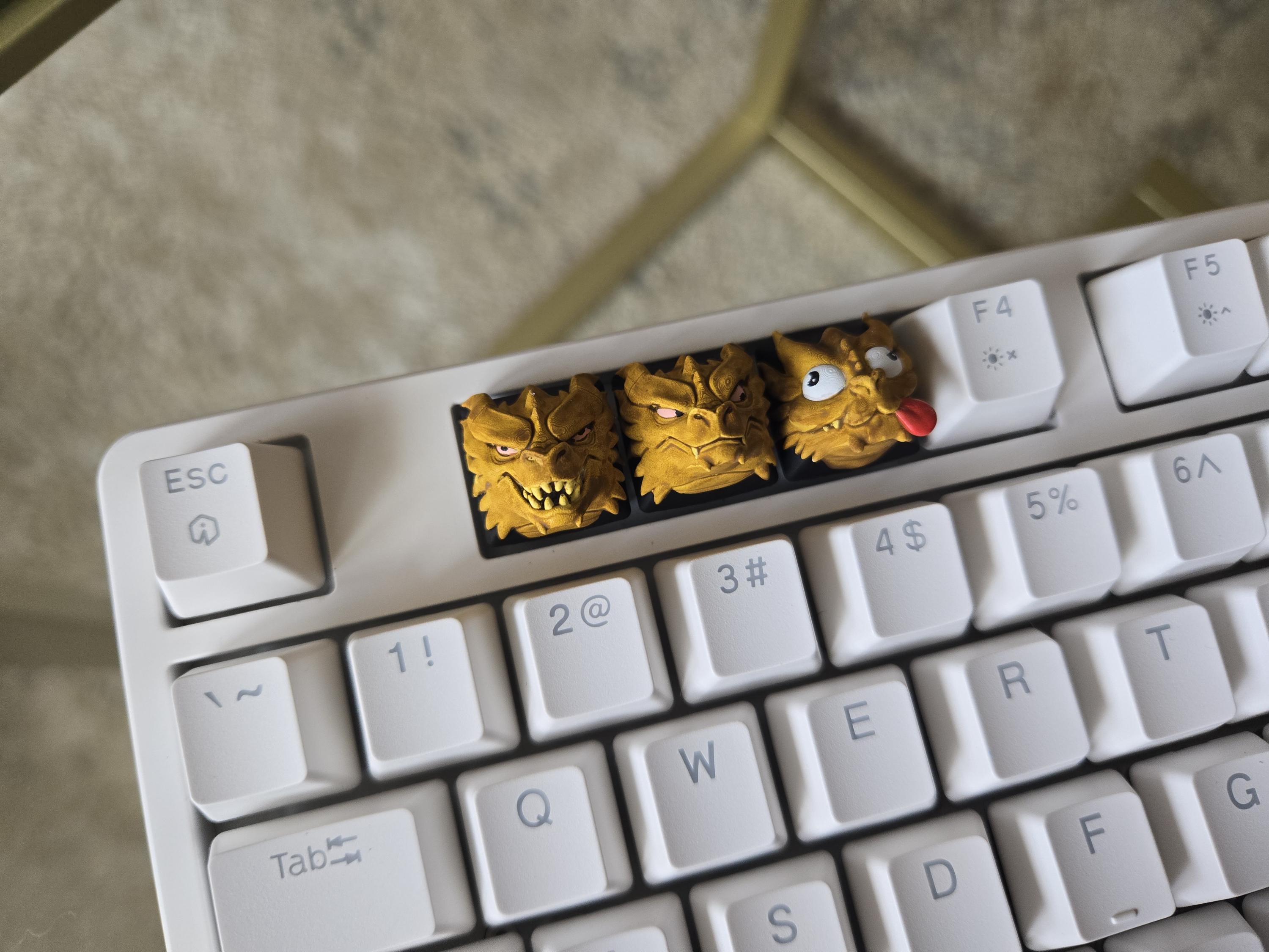 Hand-Painted Three Headed Dragon Meme Artisan Keycap Set for mechanical keyboard