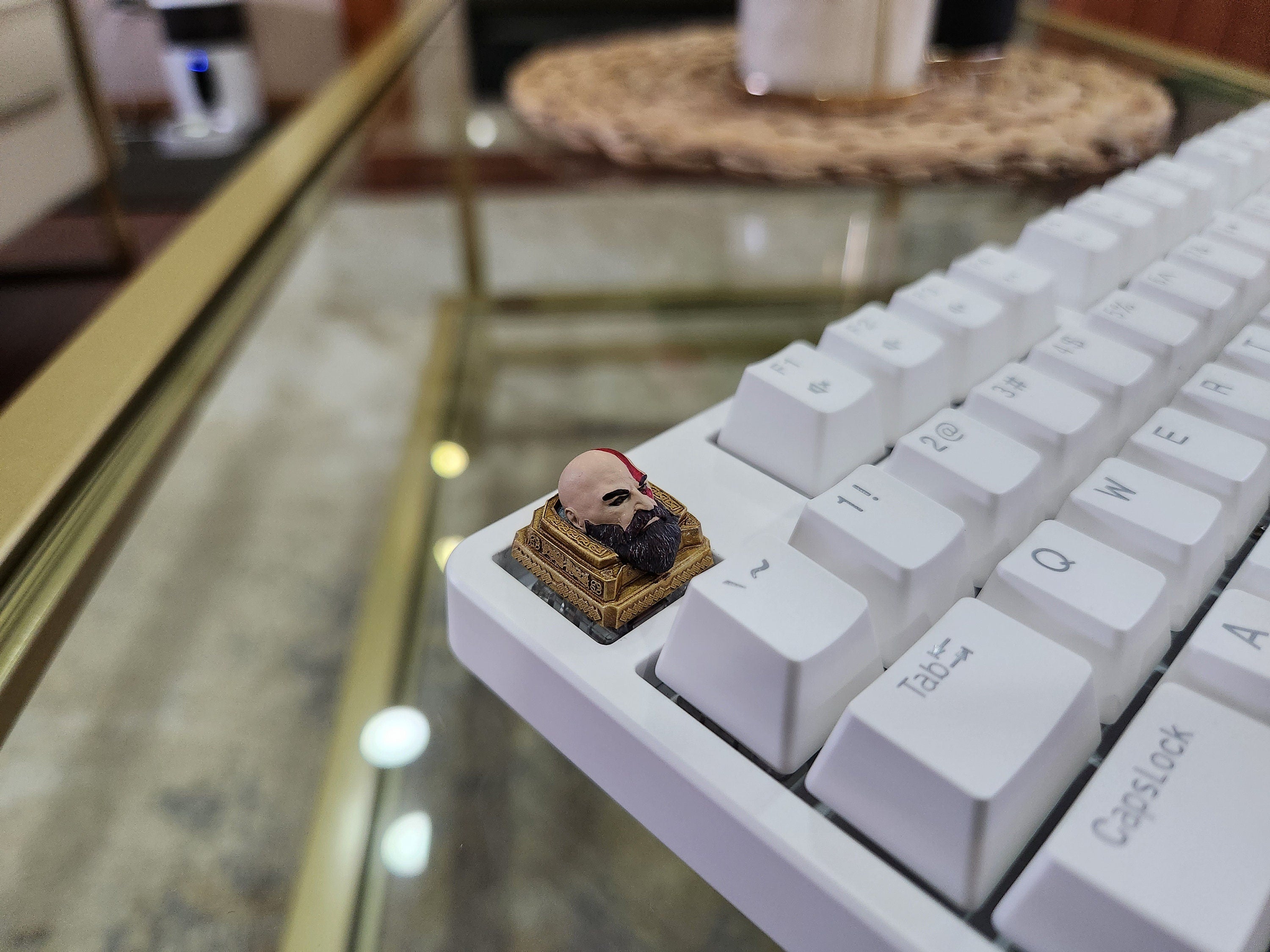 Hand-Painted Video Game Kratos Artisan Keycap for mechanical keyboard