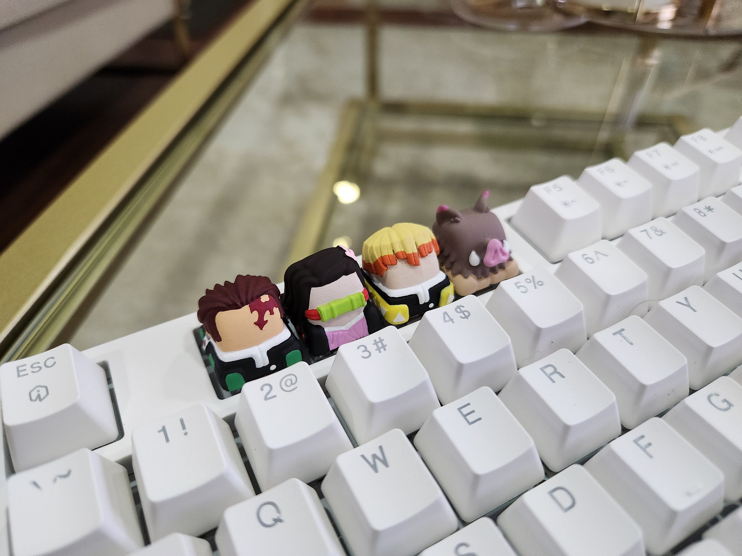 Hand-Painted Demon Slayer Artisan Keycaps for mechanical keyboard