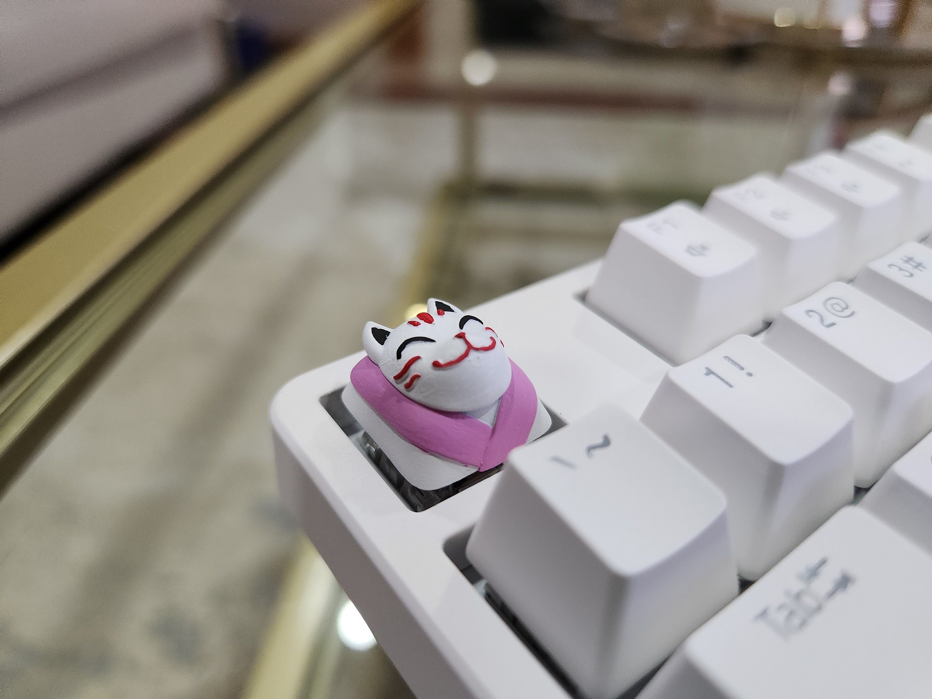 Hand-Painted Kitsune Japanese Artisan Keycap for mechanical keyboard