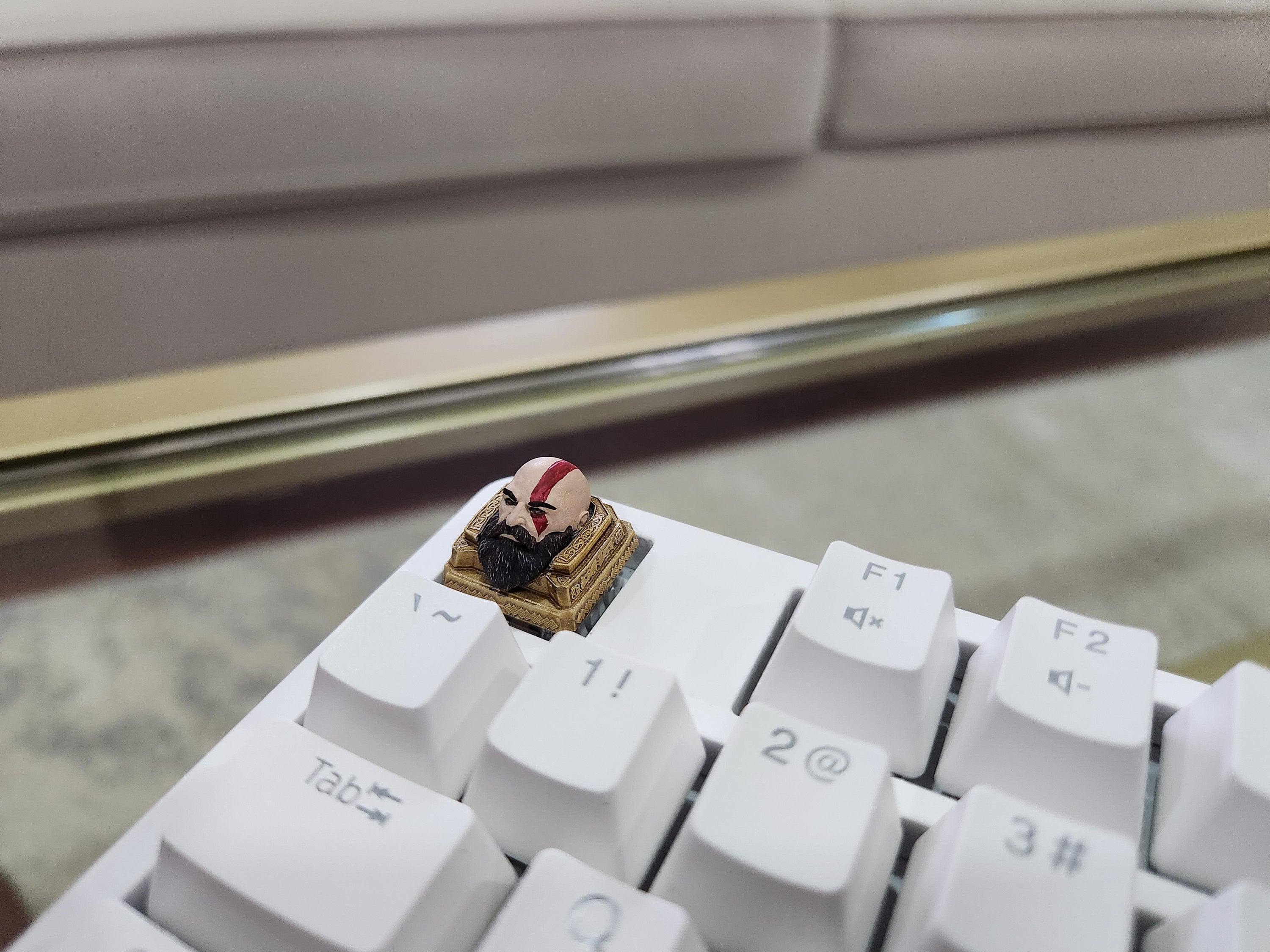 Hand-Painted Video Game Kratos Artisan Keycap for mechanical keyboard