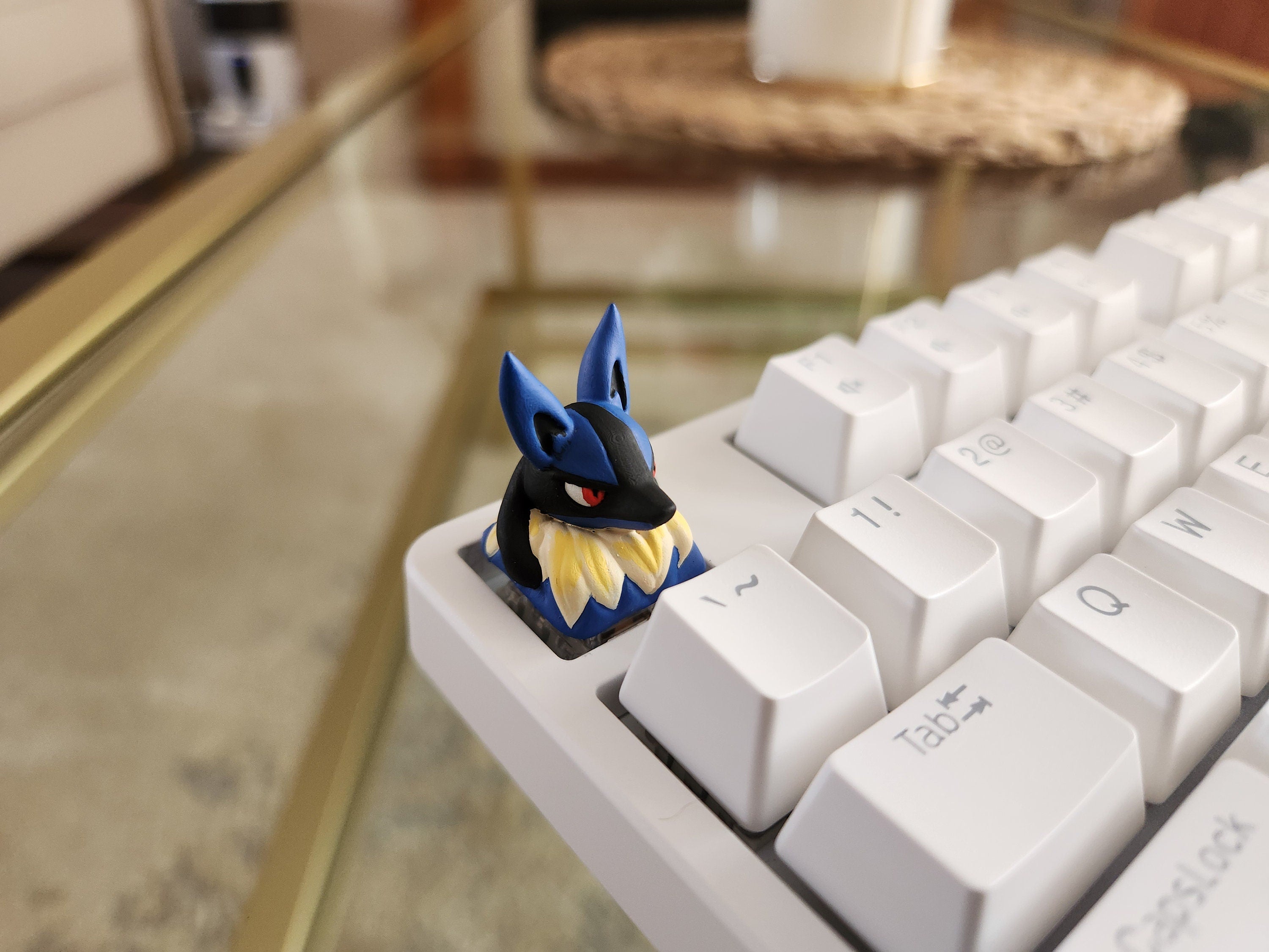Hand-painted blue fighter-inspired artisan keycap