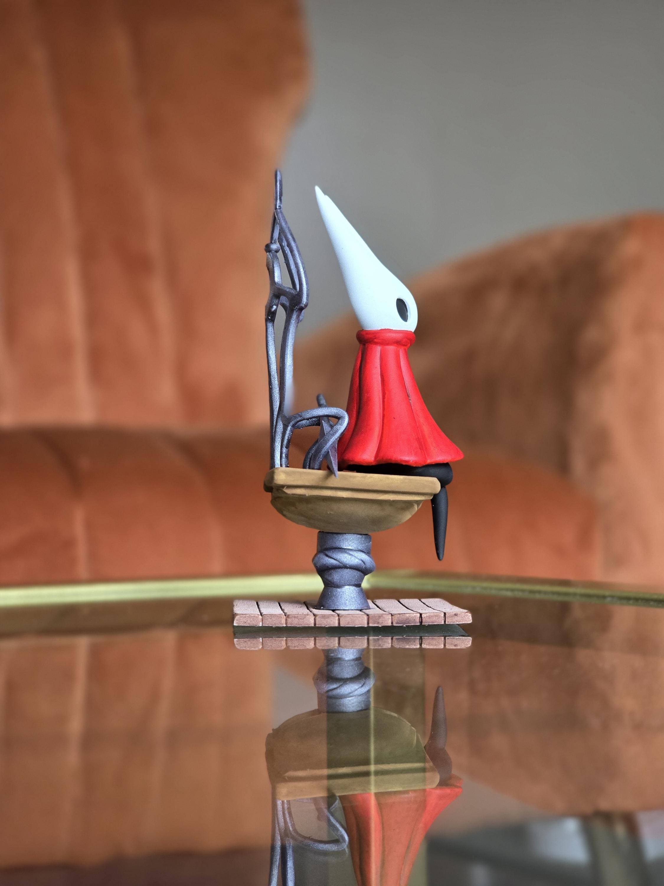 Hand-painted hollow knight silksong hornet on bench figure – 4.5 inches tall collectible display figure